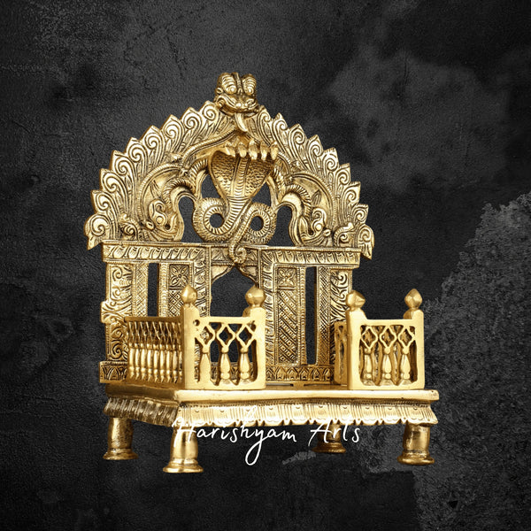 Ornate Brass Singhasan Temple with Prabhavali for Pooja Room