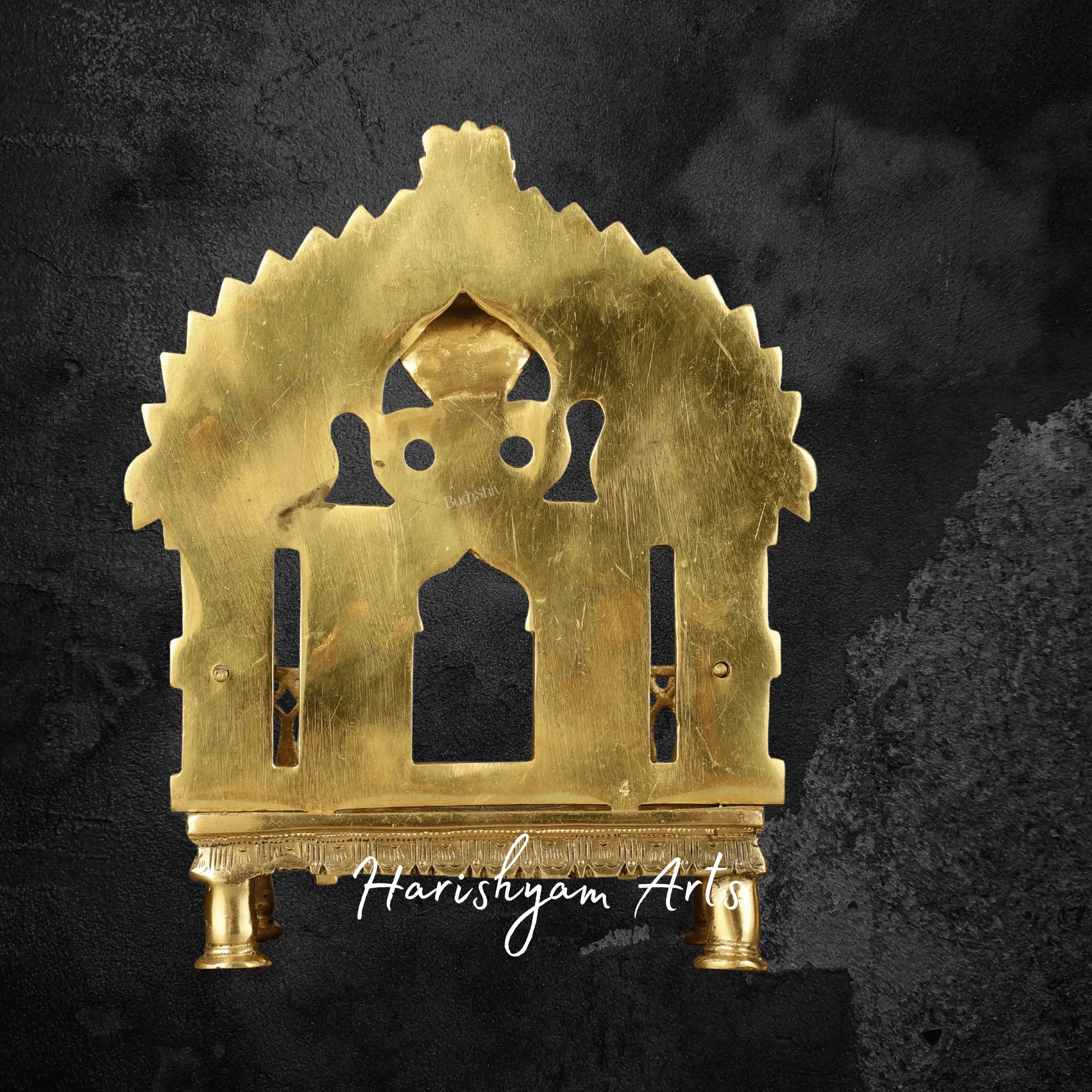 Ornate Brass Singhasan Temple with Prabhavali for Pooja Room