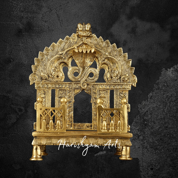 Ornate Brass Singhasan Temple with Prabhavali for Pooja Room