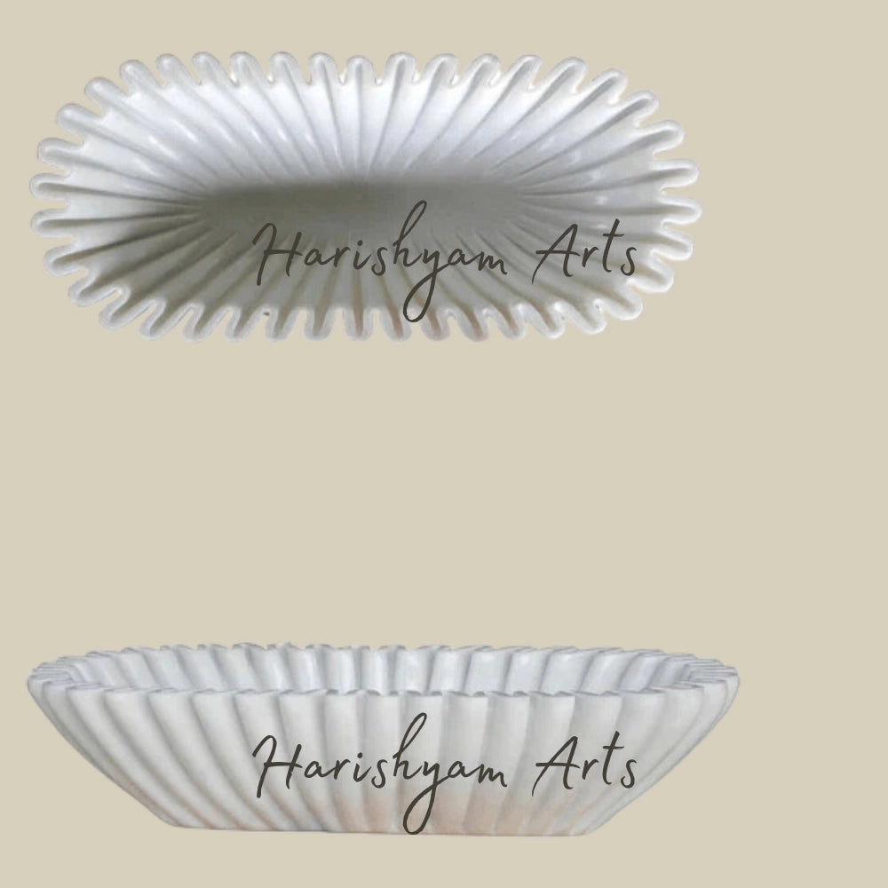 Oval Marble Ruffle Bowl