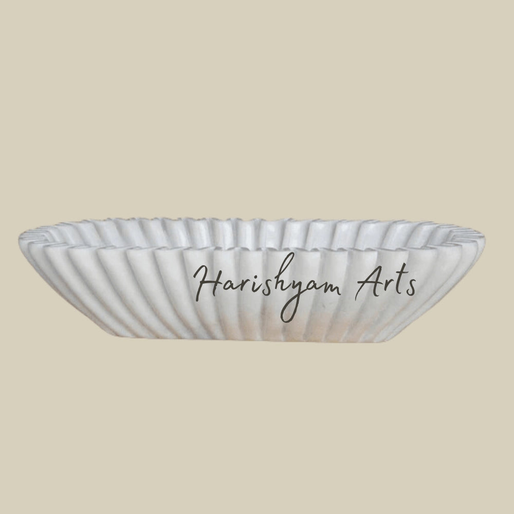 Oval Marble Ruffle Bowl