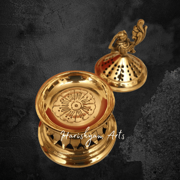 Peacock Design Brass Loban Lamp for Fragrance and Devotion