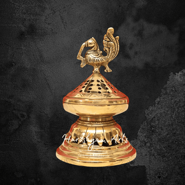 Peacock Design Brass Loban Lamp for Fragrance and Devotion