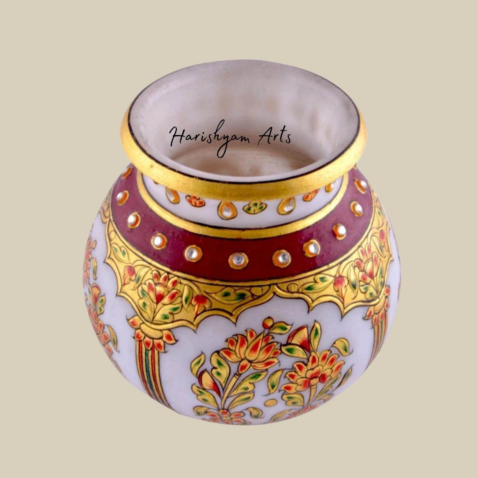 Peacock Design Marble Pot Elegant Handcrafted Décor