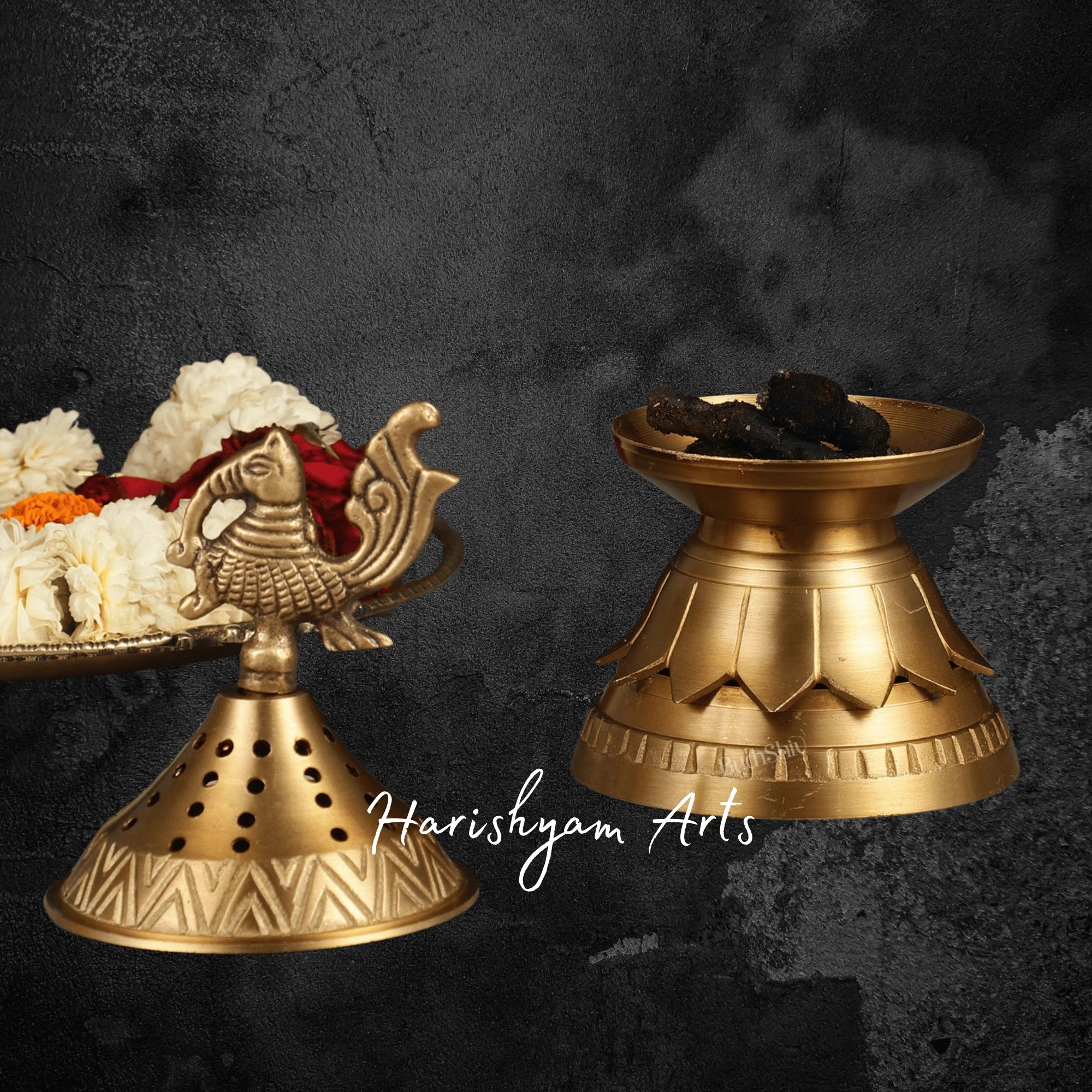 Peacock Style Brass Loban Dhoop Burner for Spiritual Home Ambiance