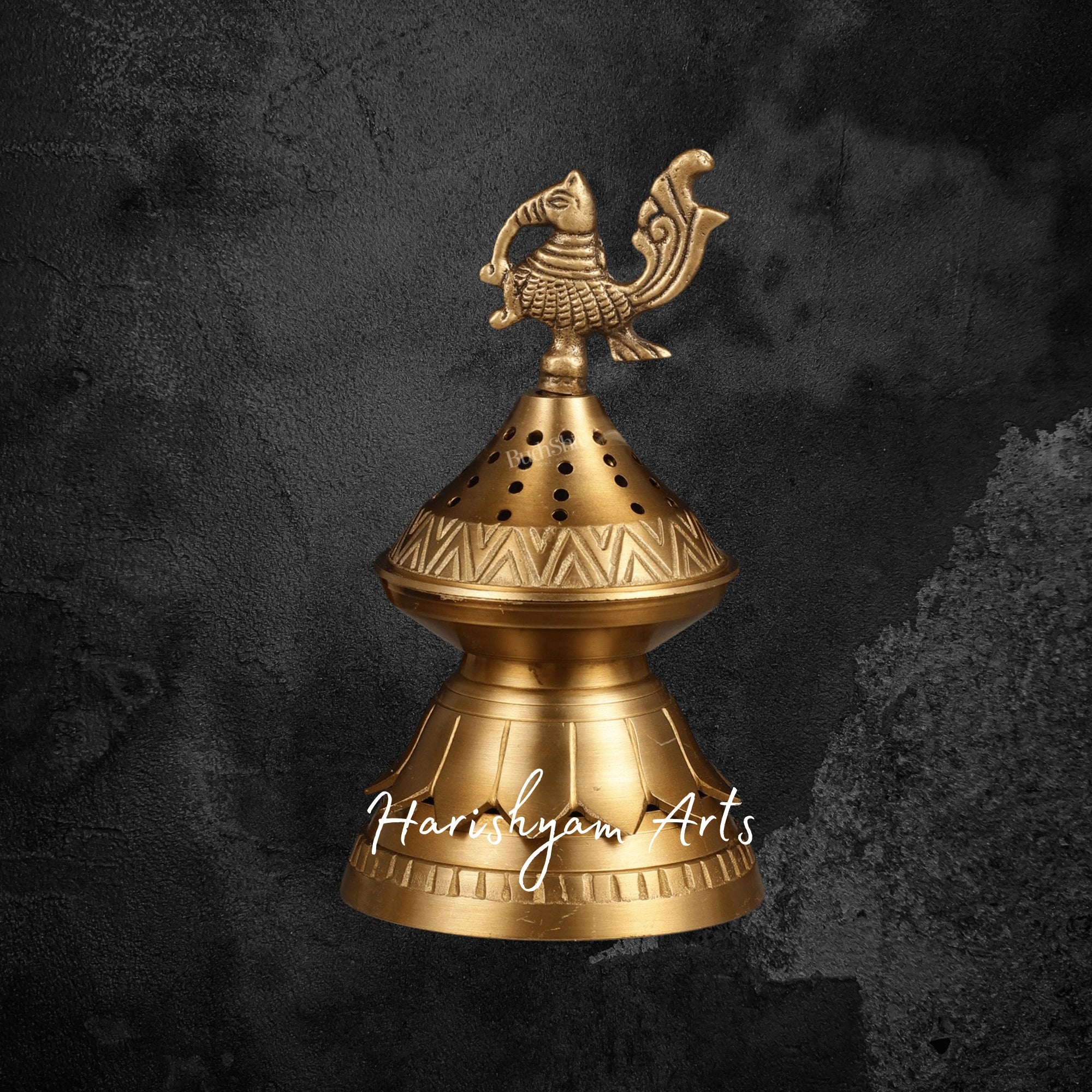 Peacock Style Brass Loban Dhoop Burner for Spiritual Home Ambiance