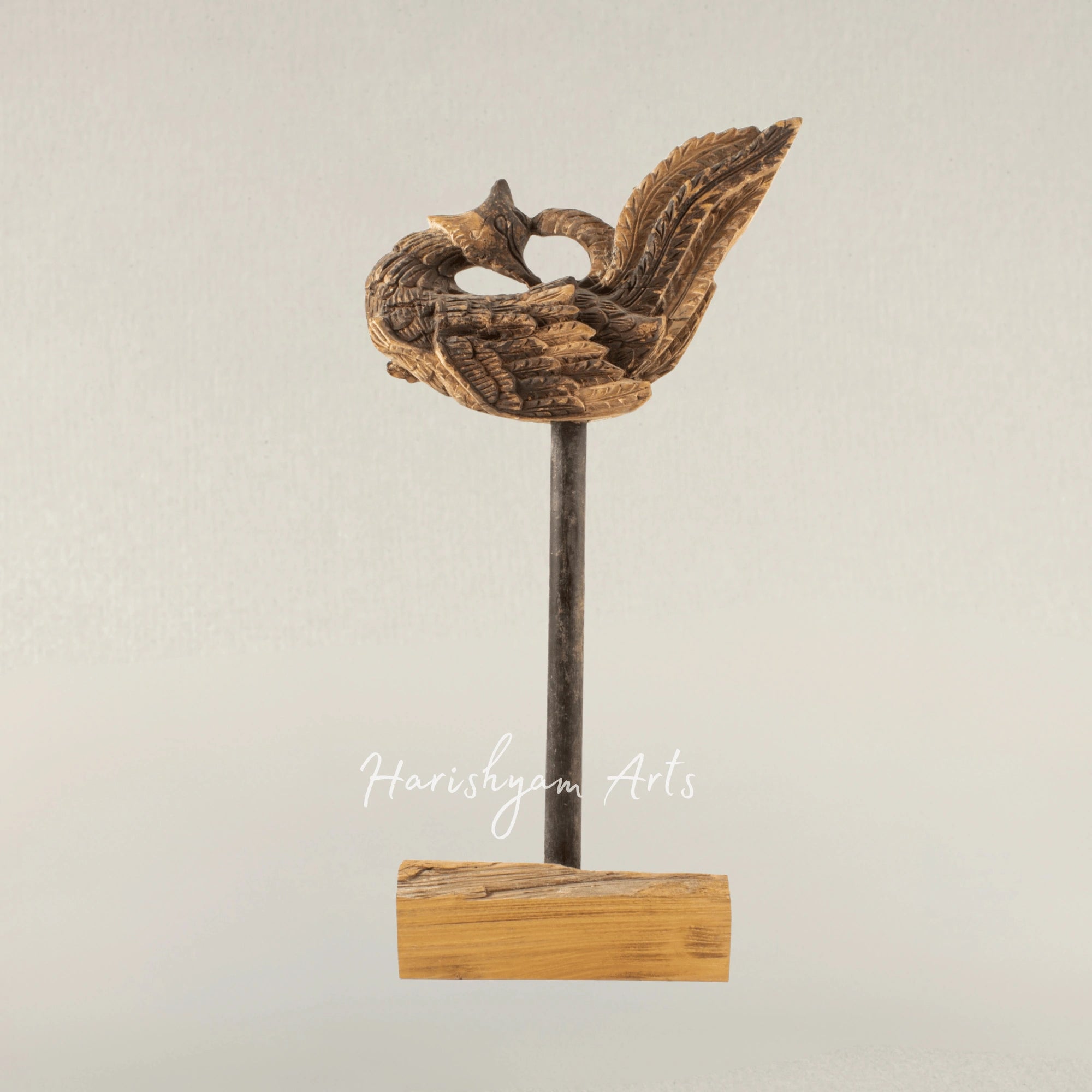 Phoenix Rising Carving Presented as Intricate Wood Art on Canvas