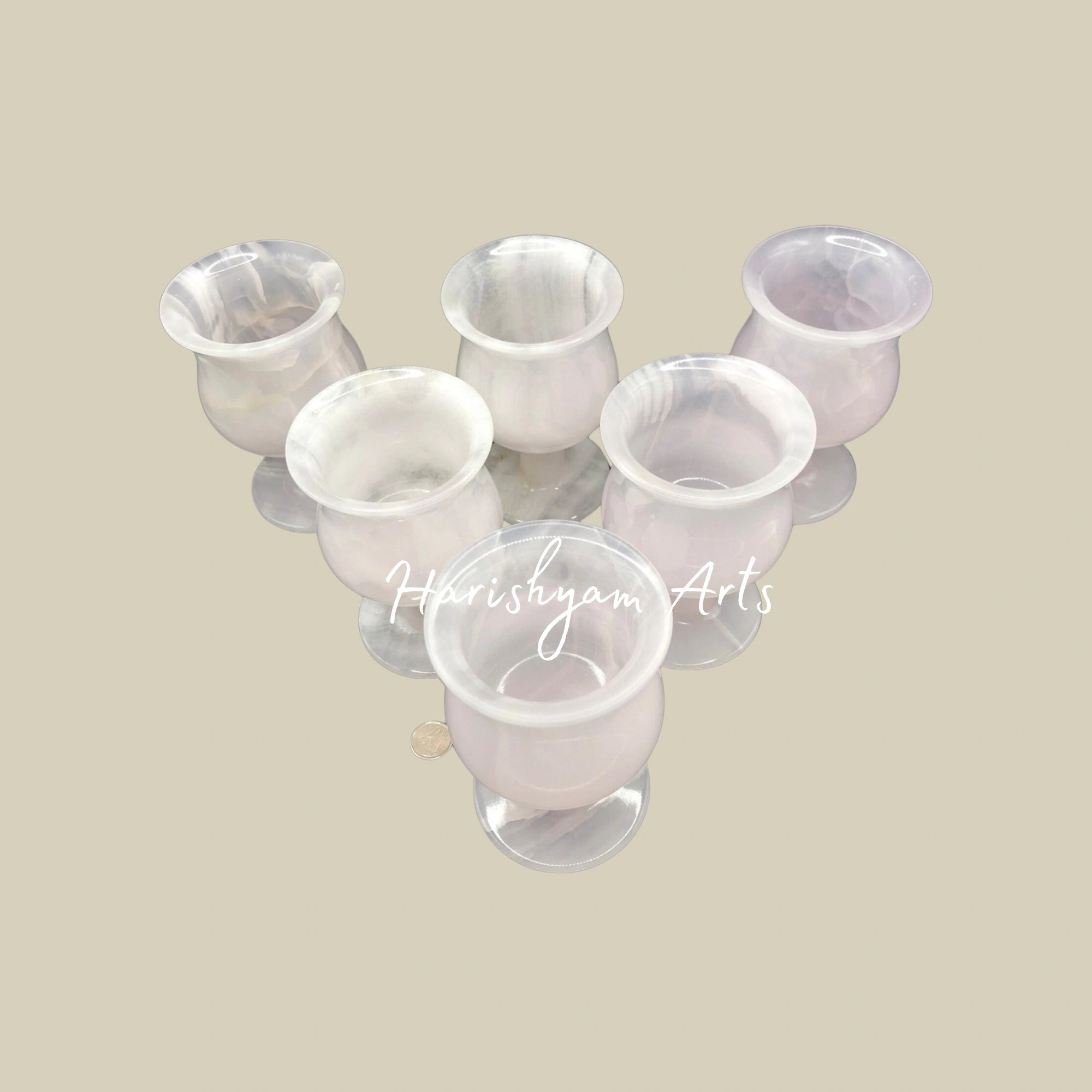 Pink Mangano Calcite Goblet Set of Six Luxury Drinkware5
