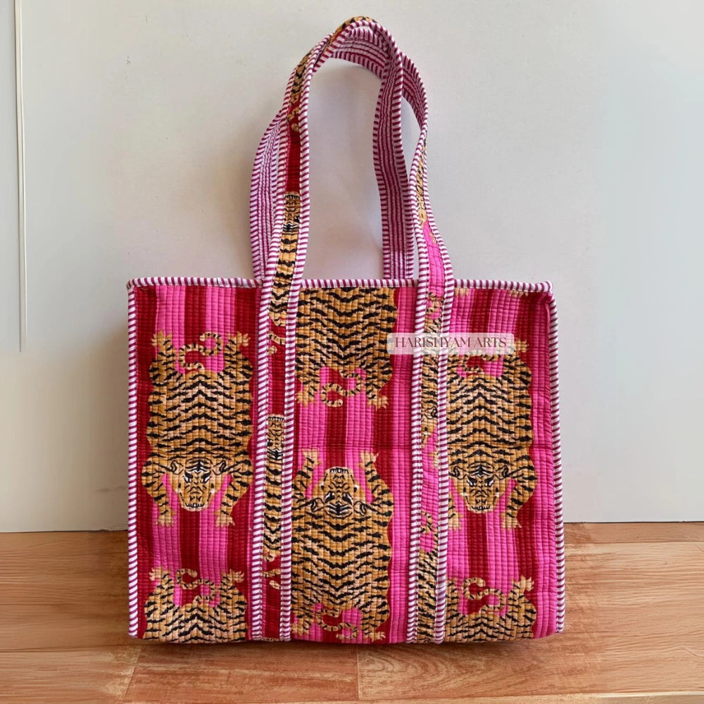 Pink Panthera Quilted tote Bag