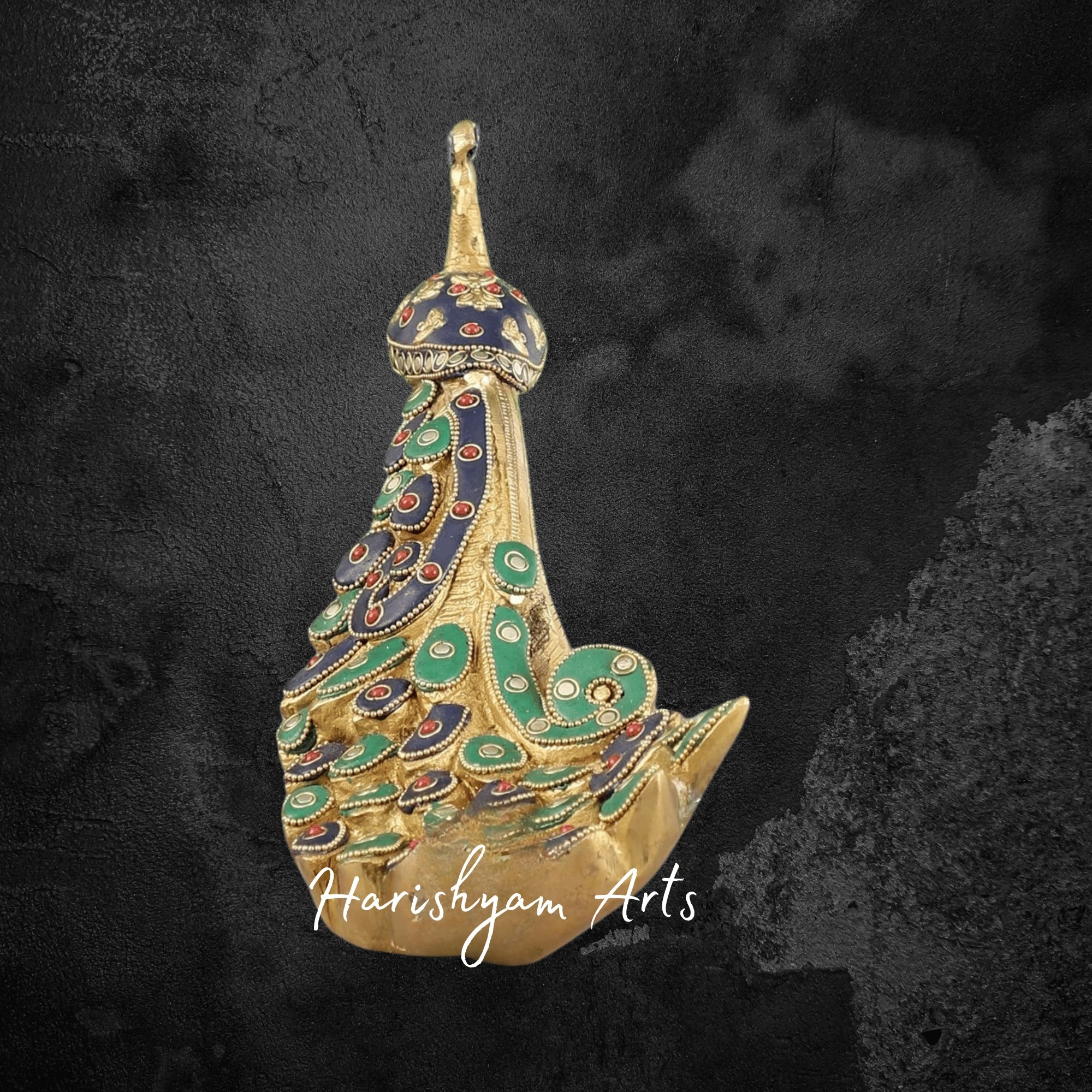 Premium Brass Peacock Showpiece with Fine Artisan Stonework