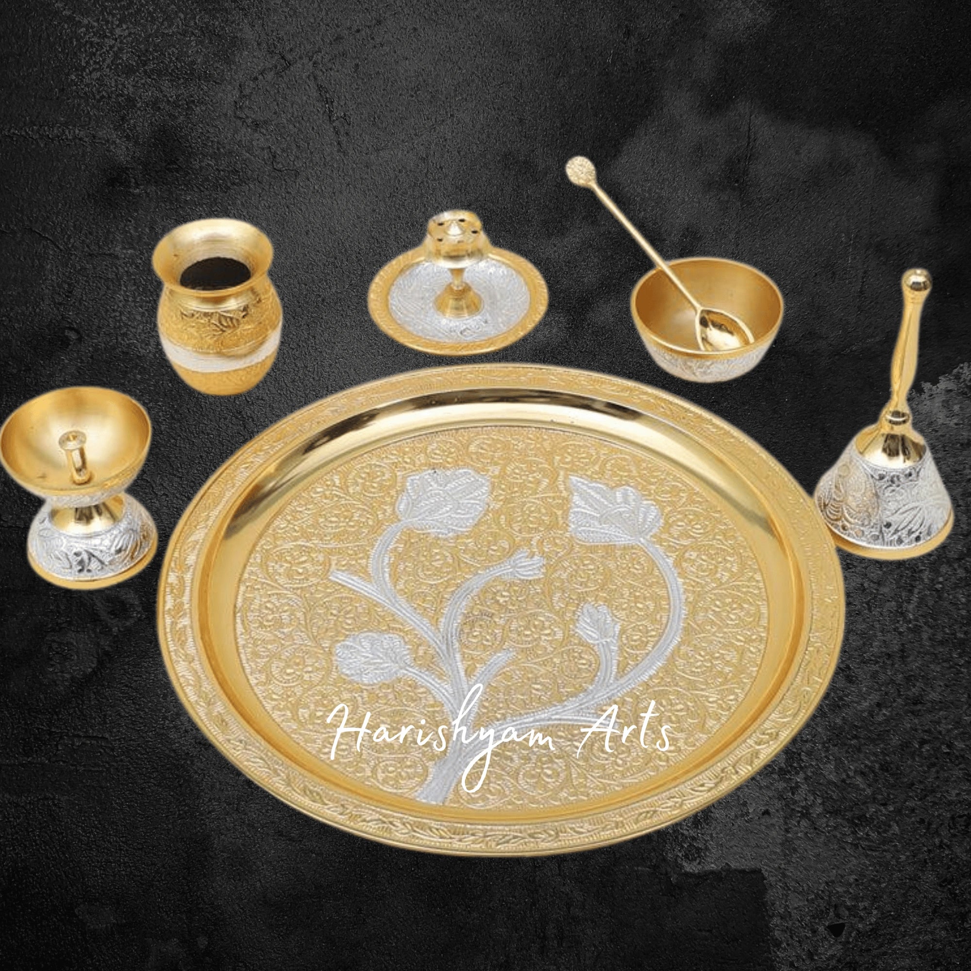 Premium Brass Puja Thali Set for Mandir with Spiritual Essentials