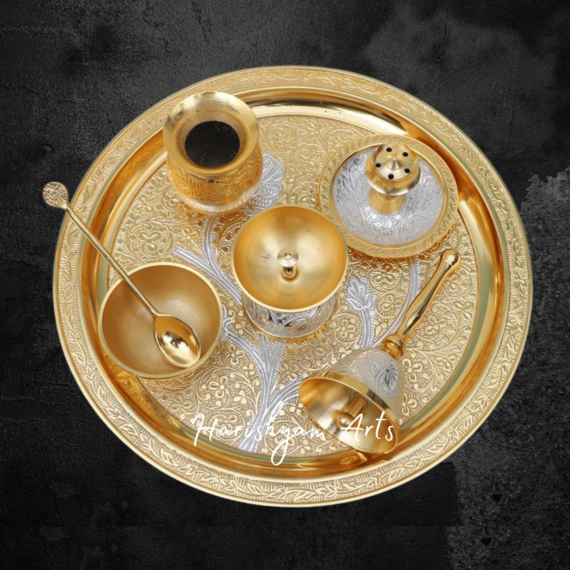Premium Brass Puja Thali Set for Mandir with Spiritual Essentials