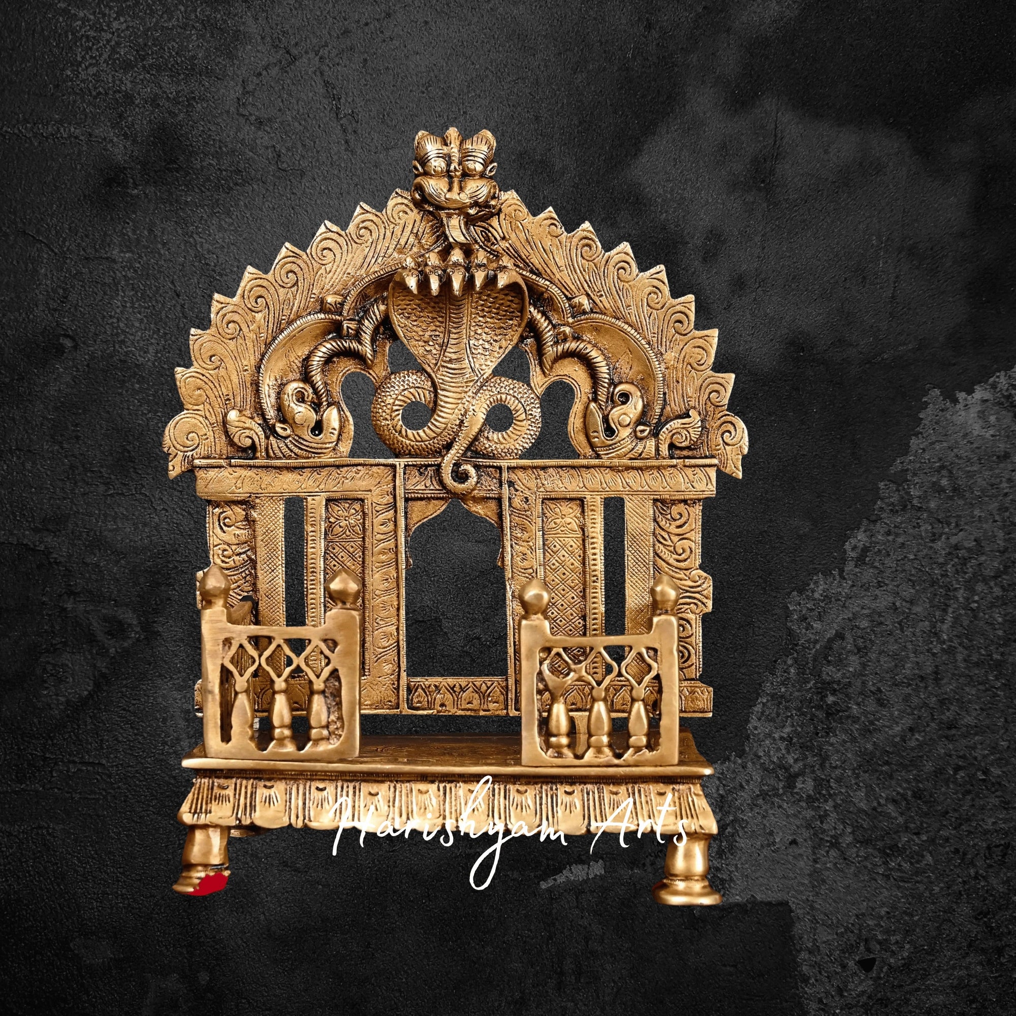 Premium Brass Sheshnag Singhasan with Prabhavali for Temple Setup