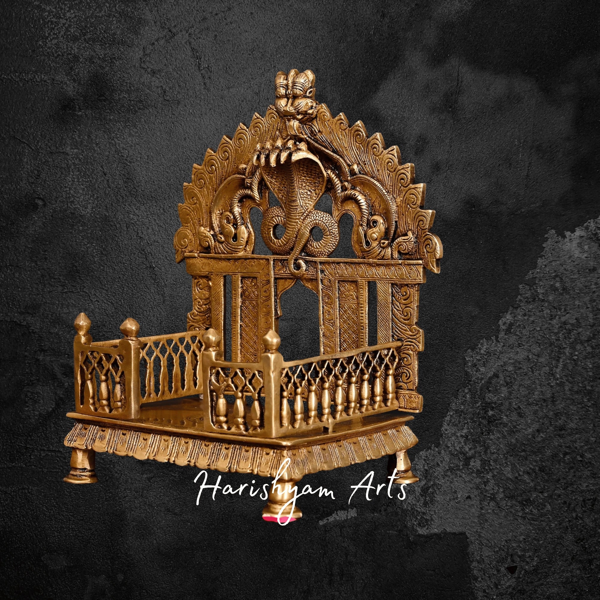 Premium Brass Sheshnag Singhasan with Prabhavali for Temple Setup
