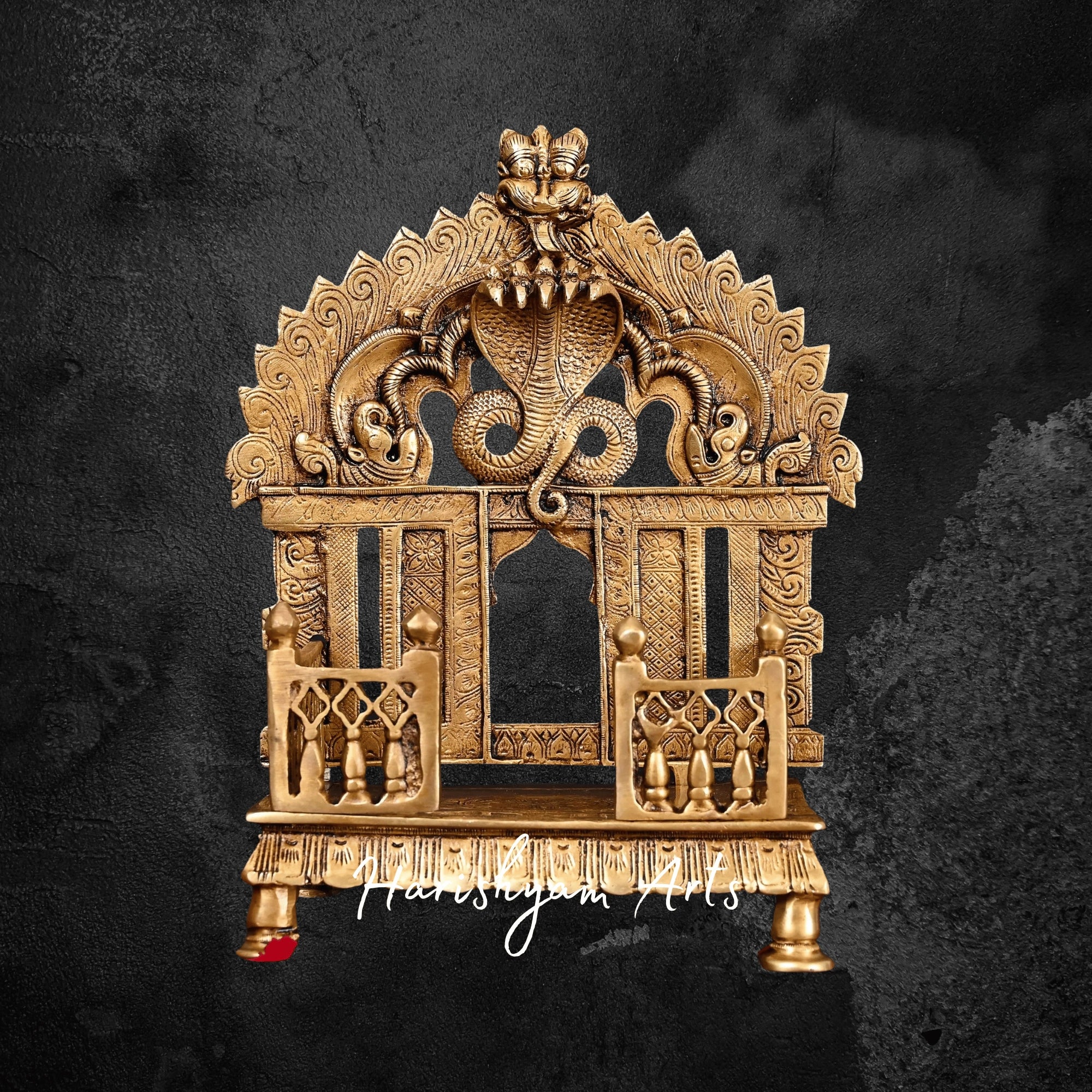 Premium Brass Sheshnag Singhasan with Prabhavali for Temple Setup