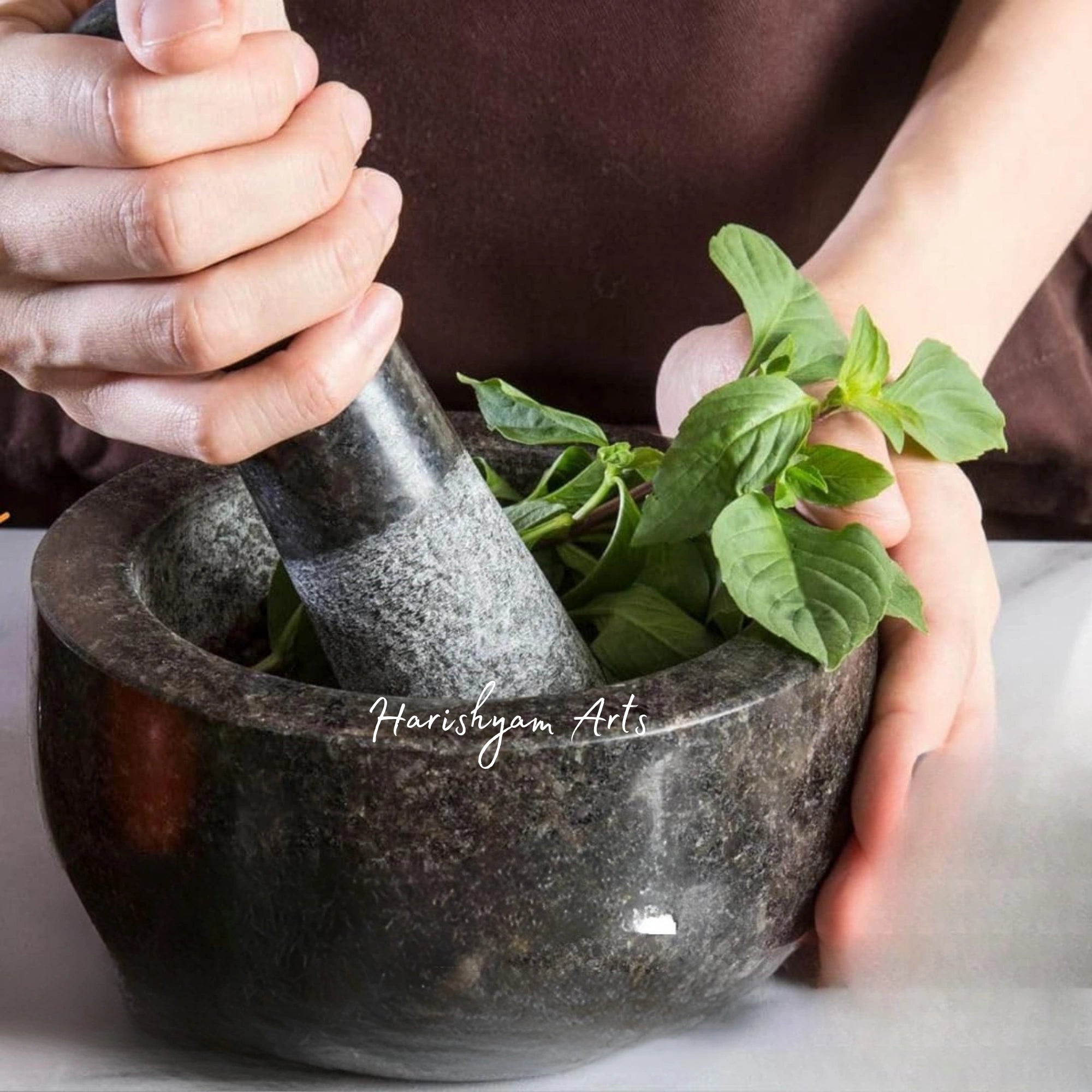 Premium Large Black Mortar & Pestle Set – Ideal for Herbs, Spices & Medicines