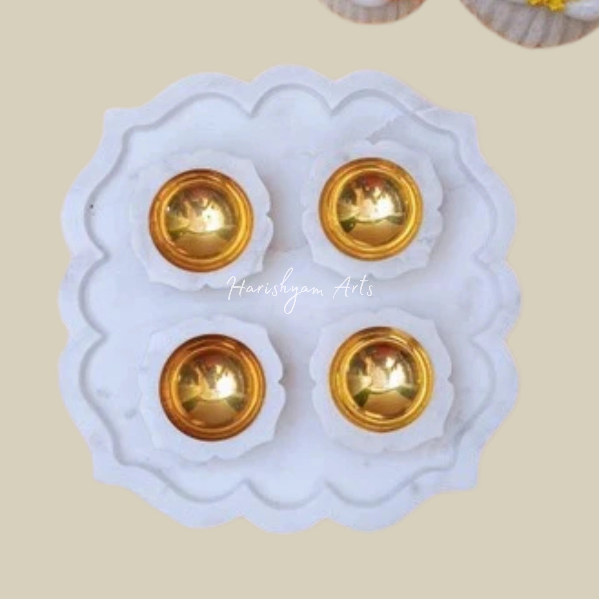 Premium Marble Petal Diya Set with Decorative Tray3