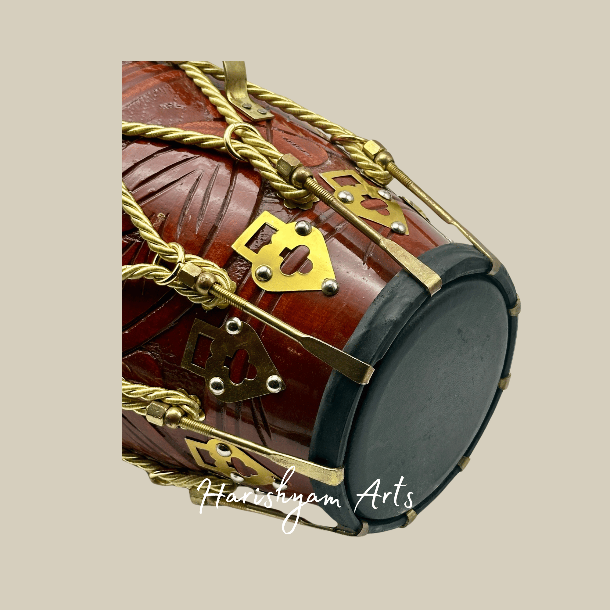 Professional Dholak with Natural Wood Shell and Tuned Bass Head