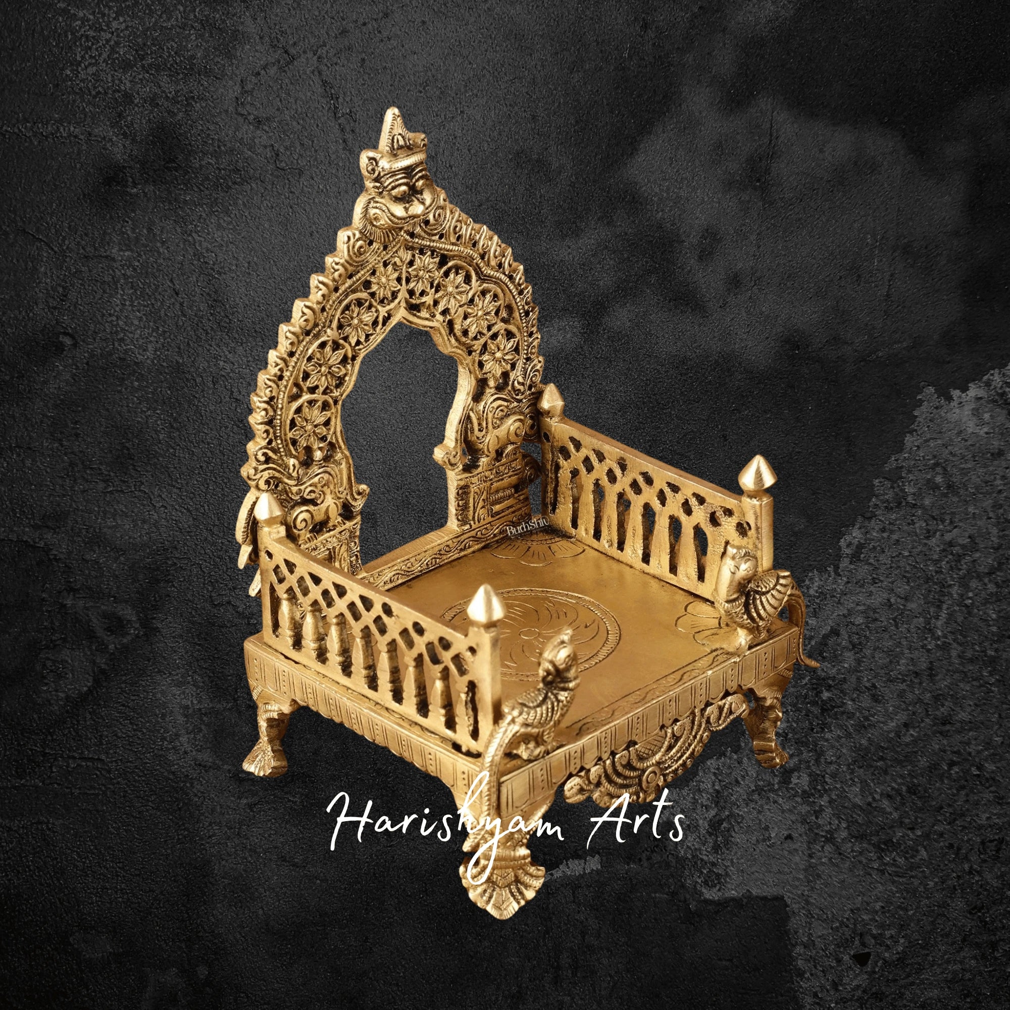 Pure Brass Peeta Throne for Hindu God Idols in Pooja Room