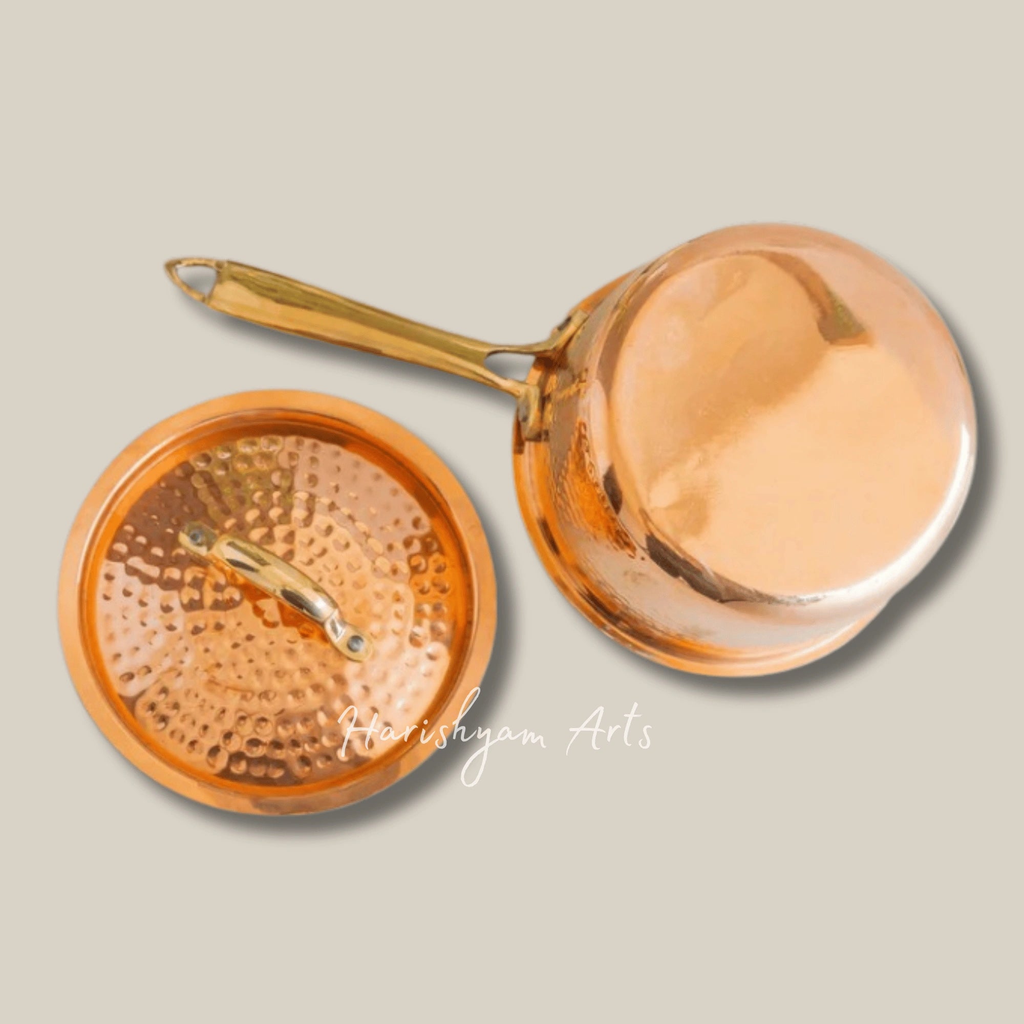 Pure Copper Hammered Sauce Pan with Tin Coating and Extended Handle
