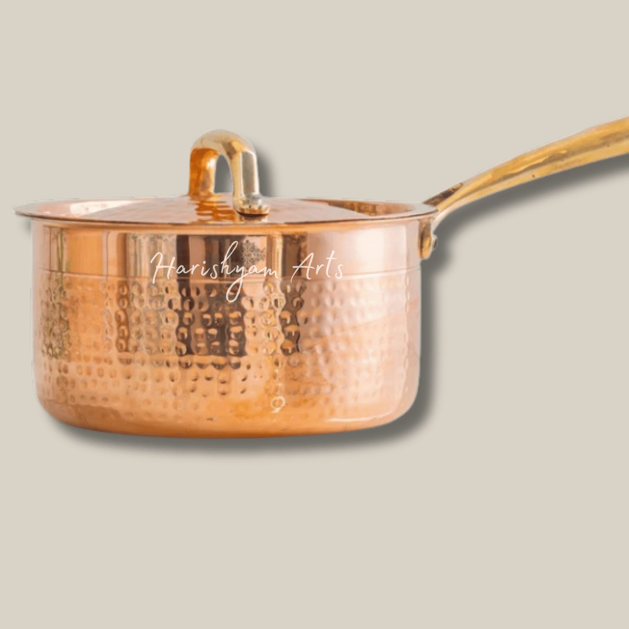Pure Copper Hammered Sauce Pan with Tin Coating and Extended Handle