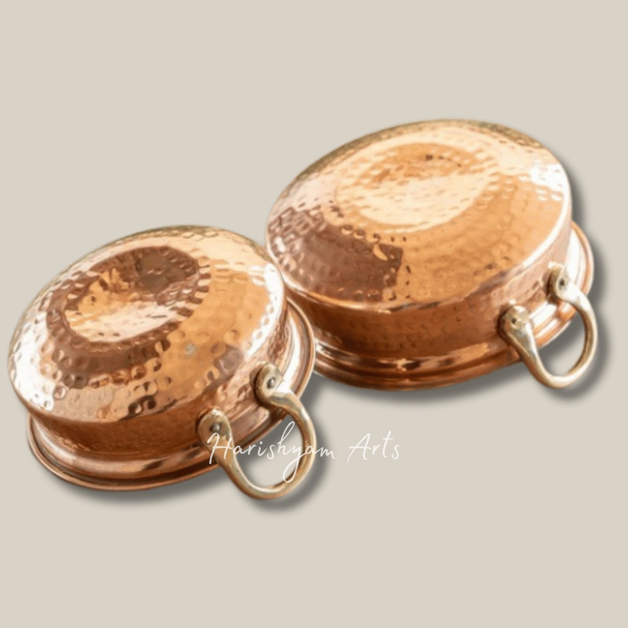Pure Copper Handi with Handle and Tin Lined Interior in Hammered Finish