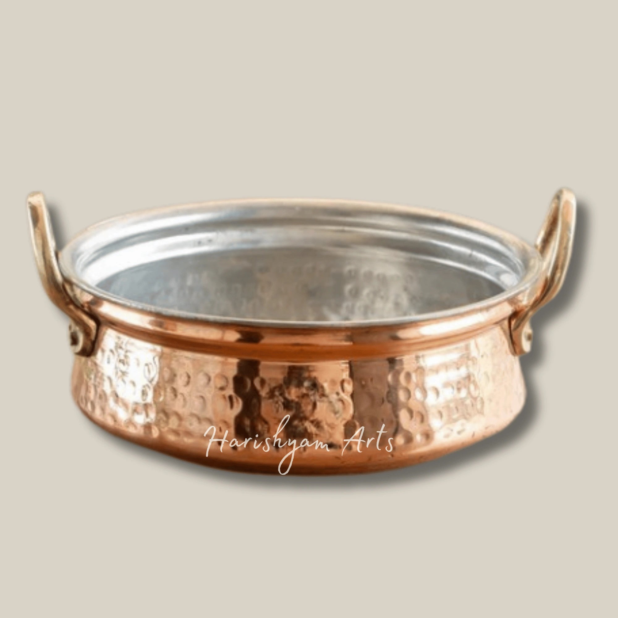 Pure Copper Handi with Handle and Tin Lined Interior in Hammered Finish
