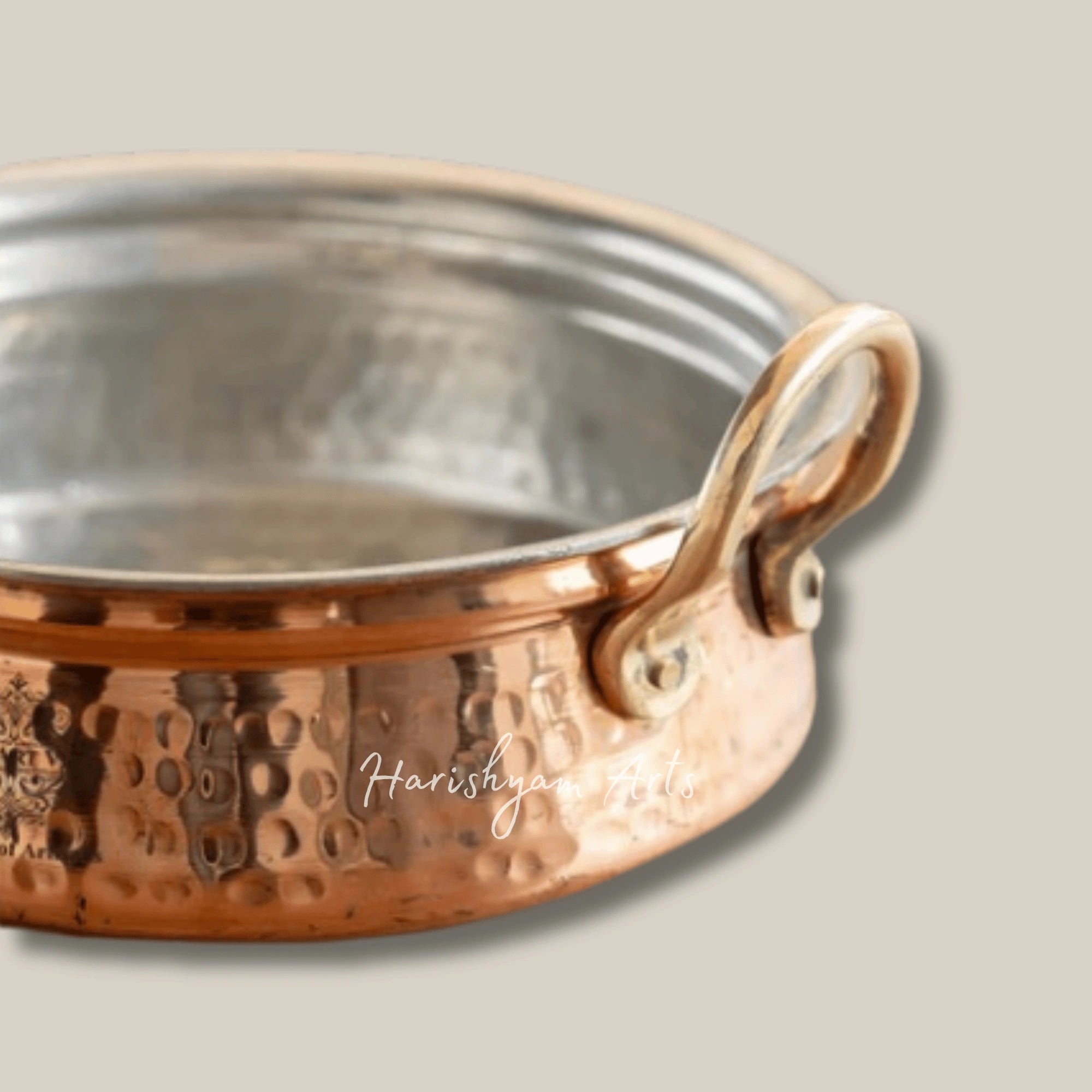 Pure Copper Handi with Handle and Tin Lined Interior in Hammered Finish