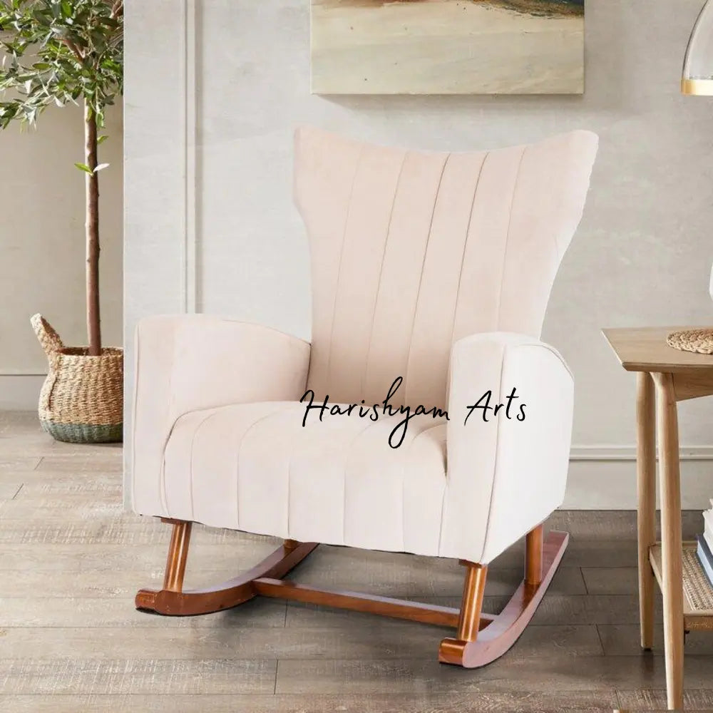Pure Ivory Velvet Rocking Chair