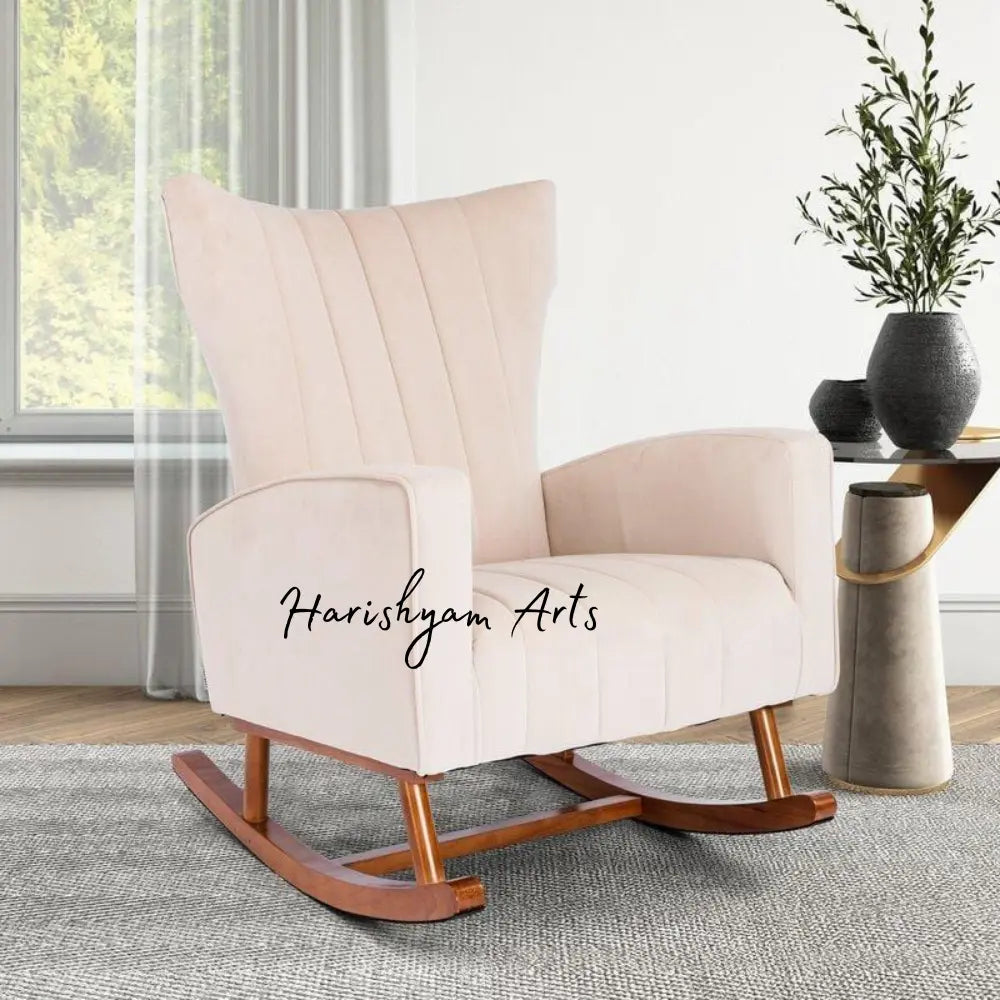 Pure Ivory Velvet Rocking Chair