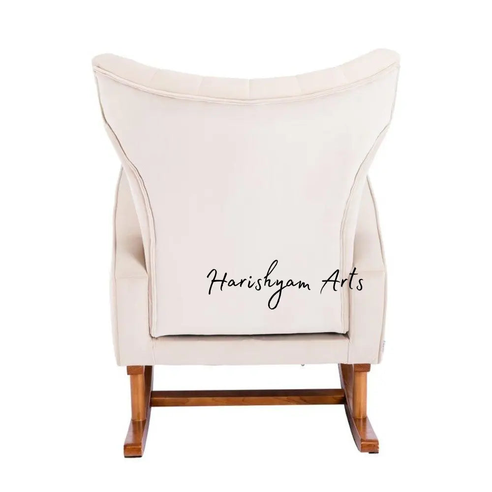 Pure Ivory Velvet Rocking Chair
