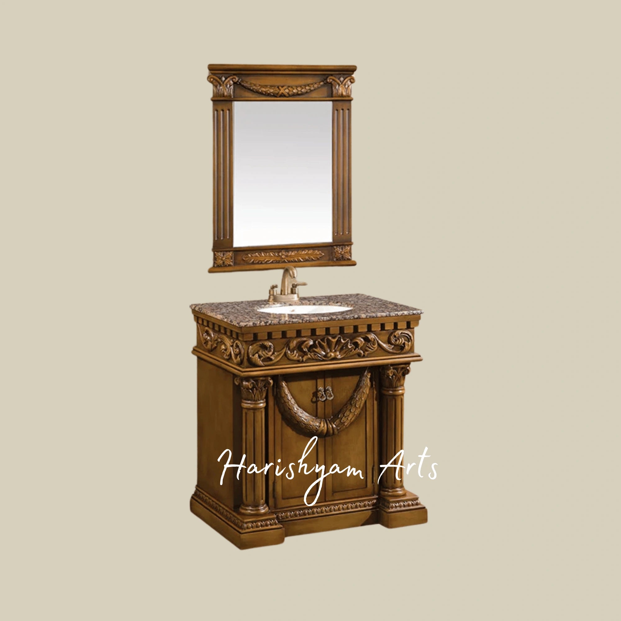 Regal Roman Column Wooden Bathroom Vanity with Mirror