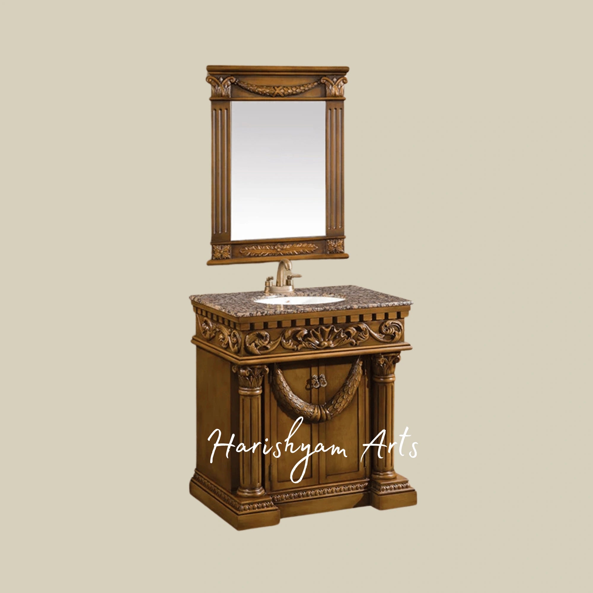 Regal Roman Column Wooden Bathroom Vanity with Mirror3