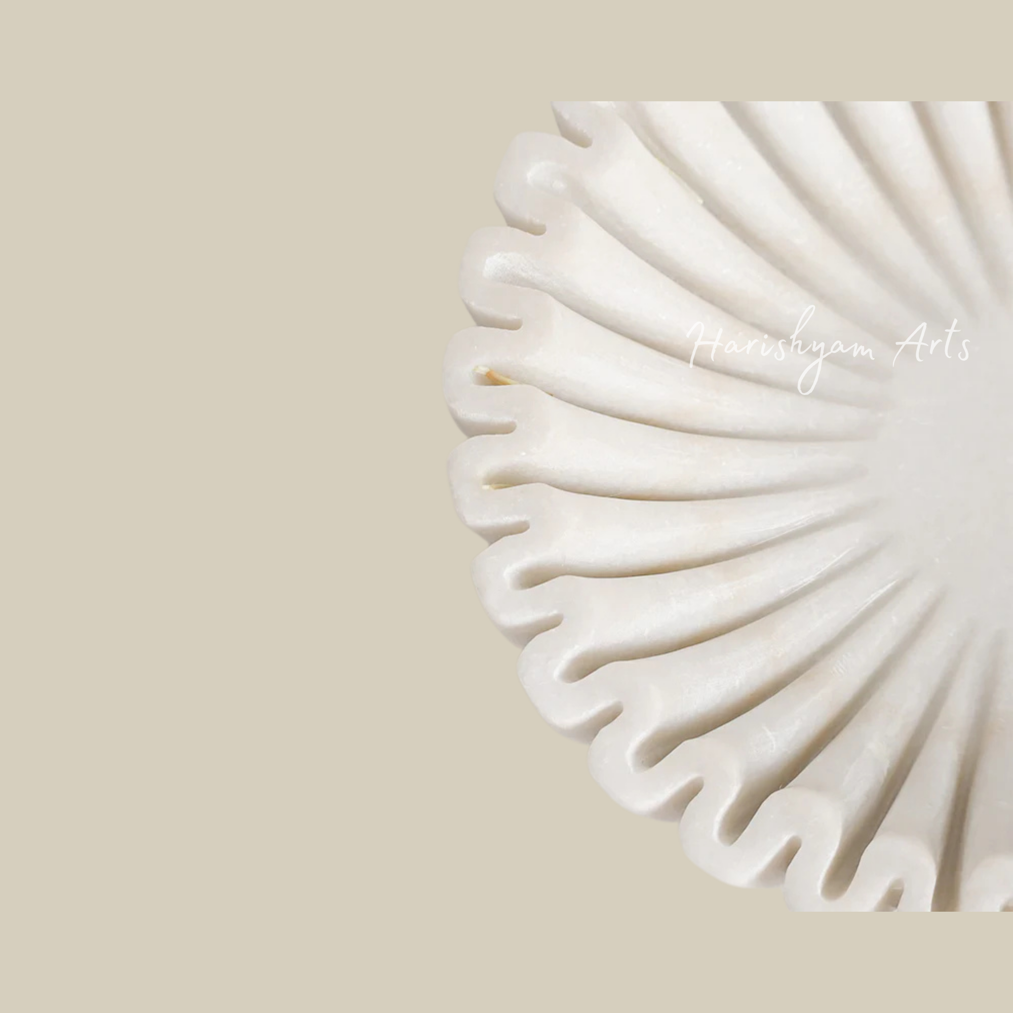 Ribbed Round White Marble Urli Bowl Medium Size for Home Décor2