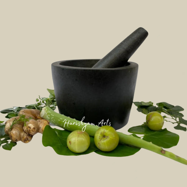 Round-Shaped Large Stone Mortar & Pestle