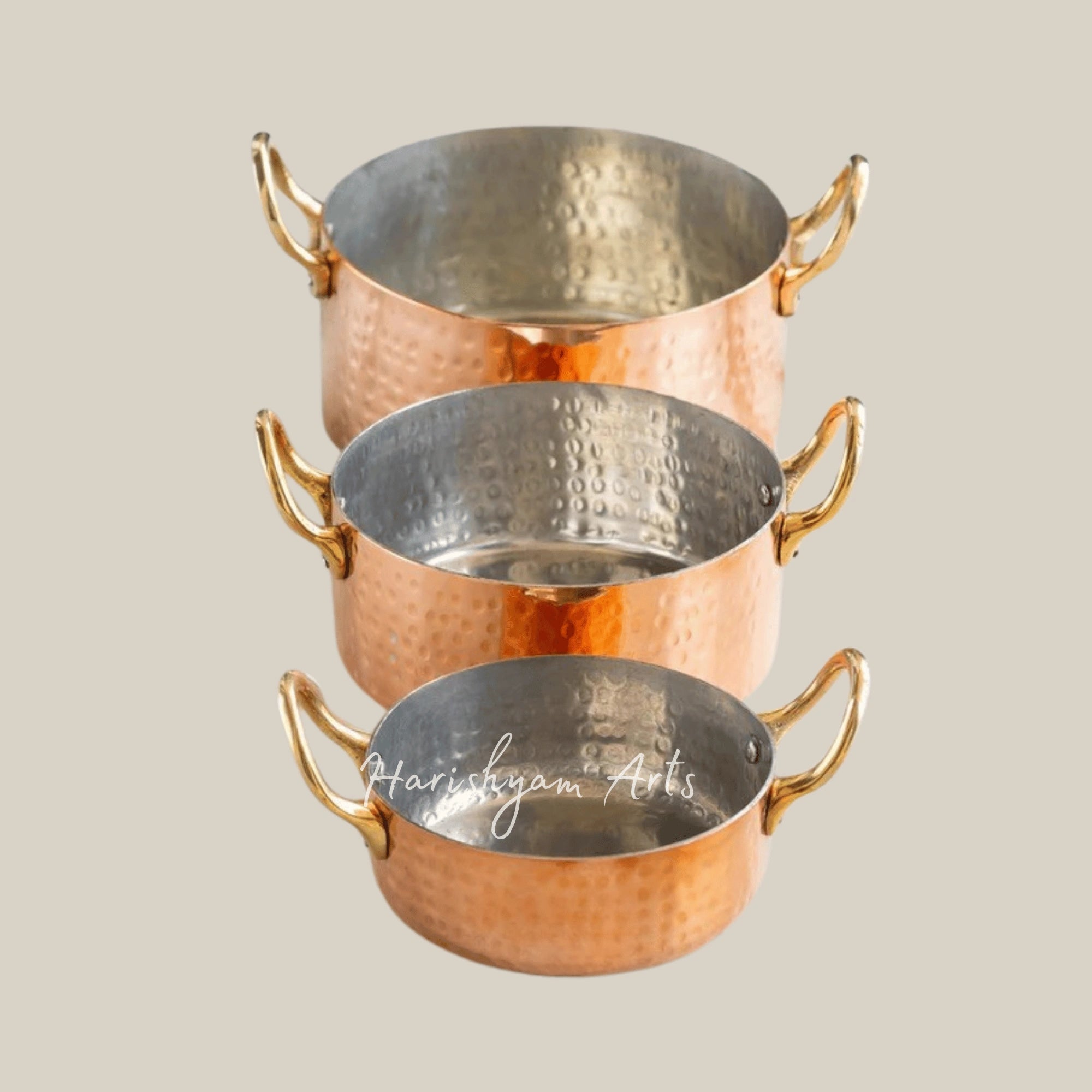 Round Hammered Copper Dish with Tin Coating for Premium Tableware