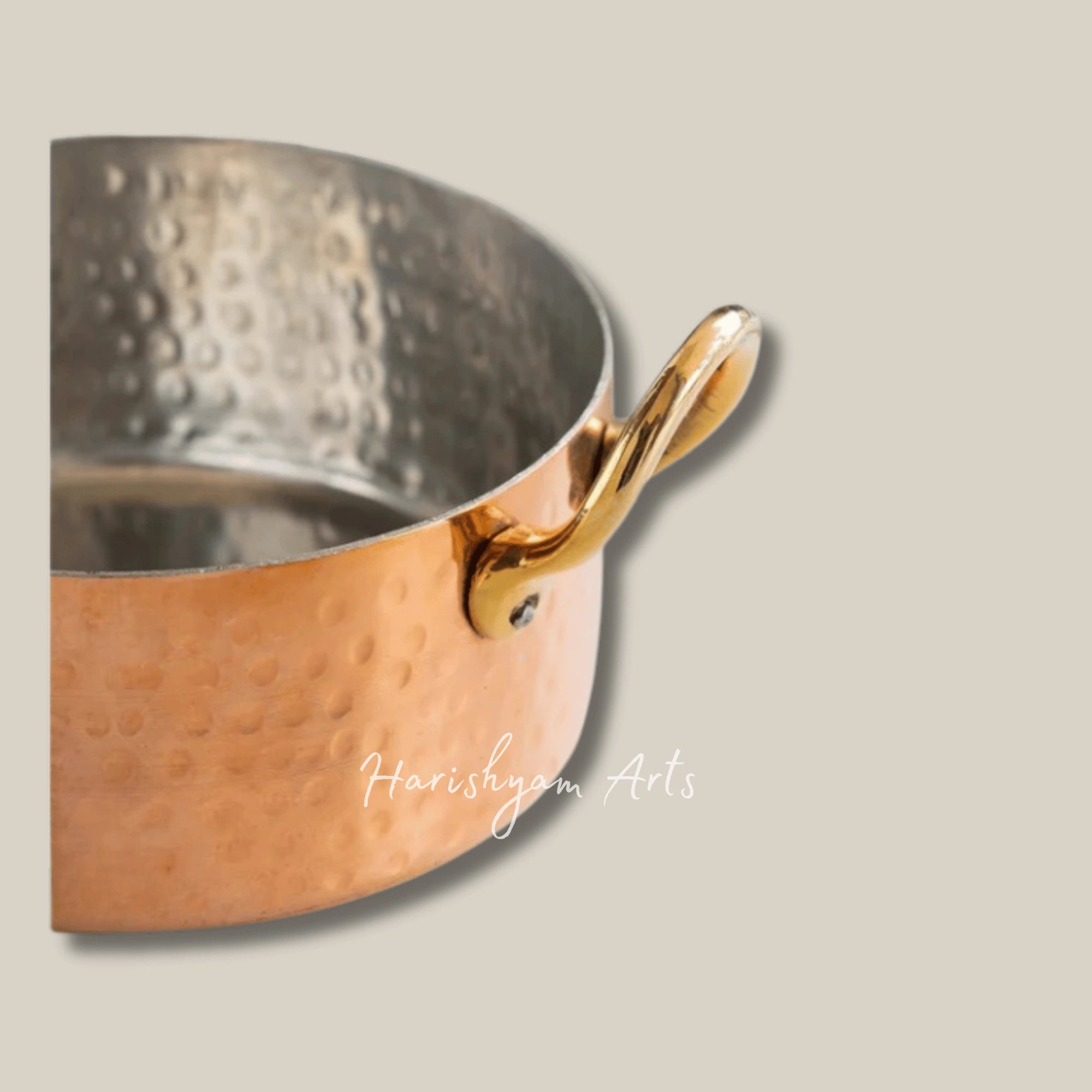Round Hammered Copper Dish with Tin Coating for Premium Tableware