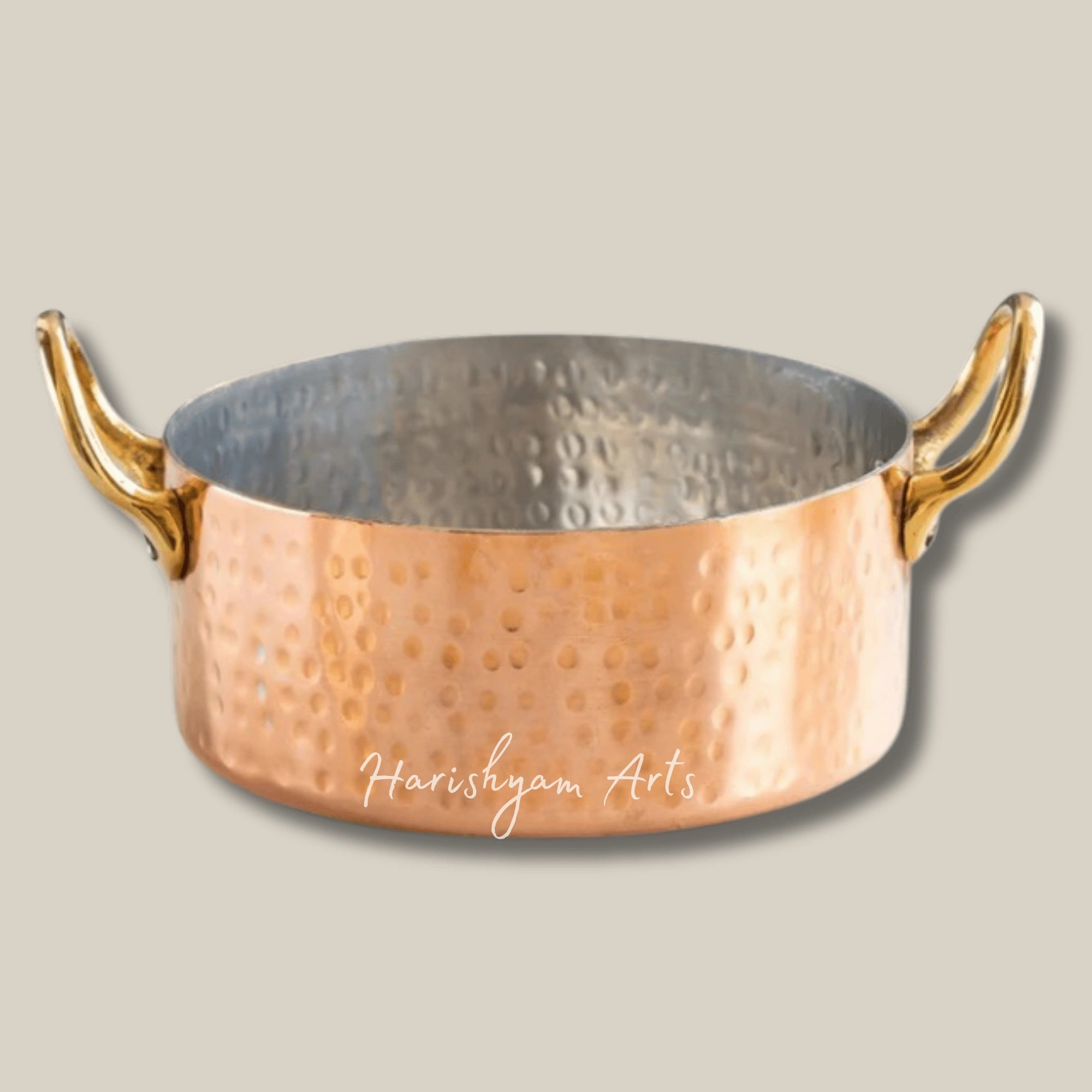 Round Hammered Copper Dish with Tin Coating for Premium Tableware