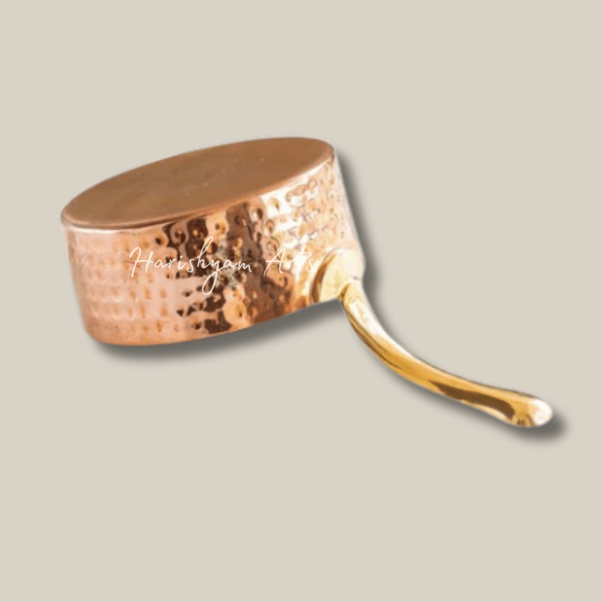 Round Saucepan with Hammered Copper Finish Tin Coating and Brass Stand