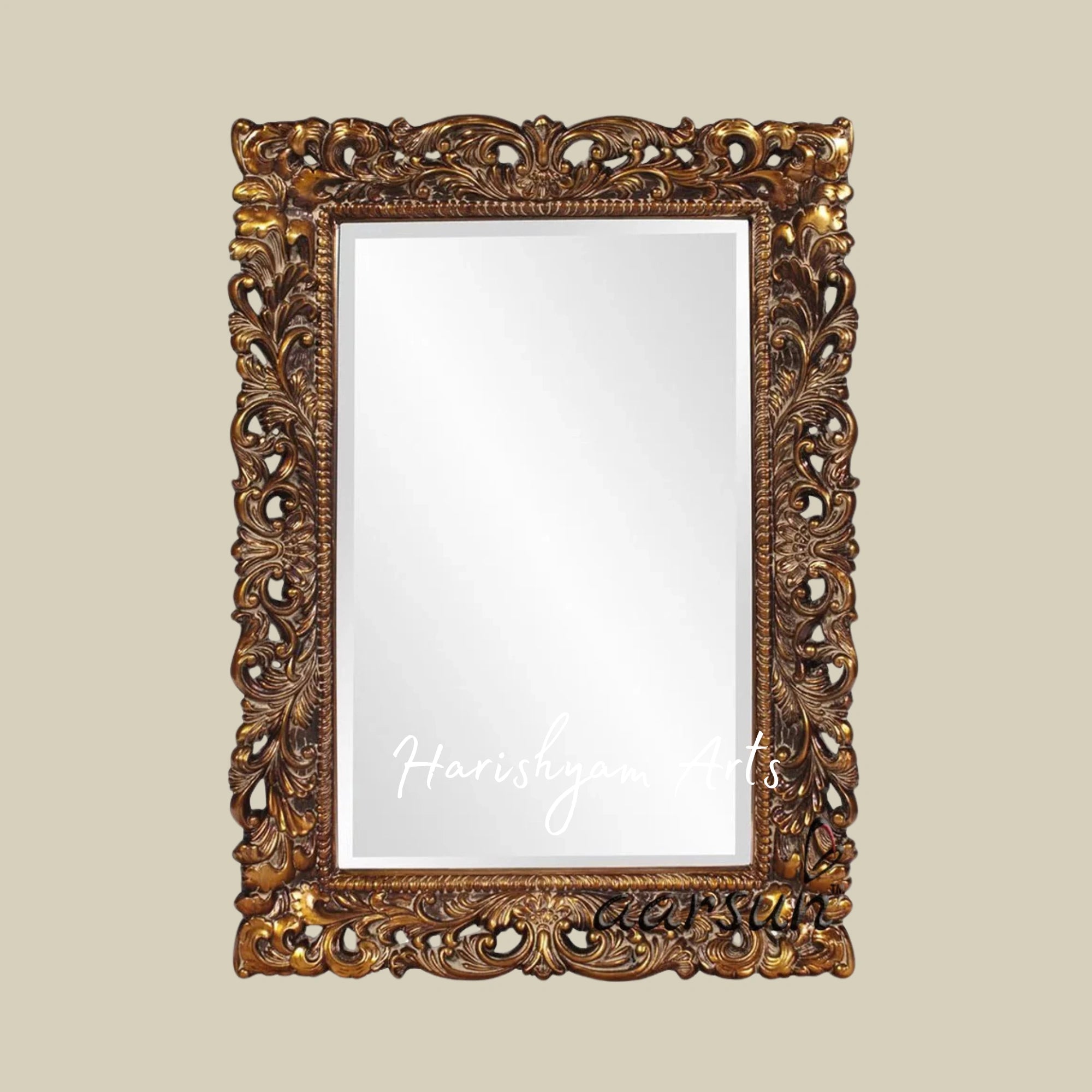 Royal Hand-Carved Wooden Mirror Frame