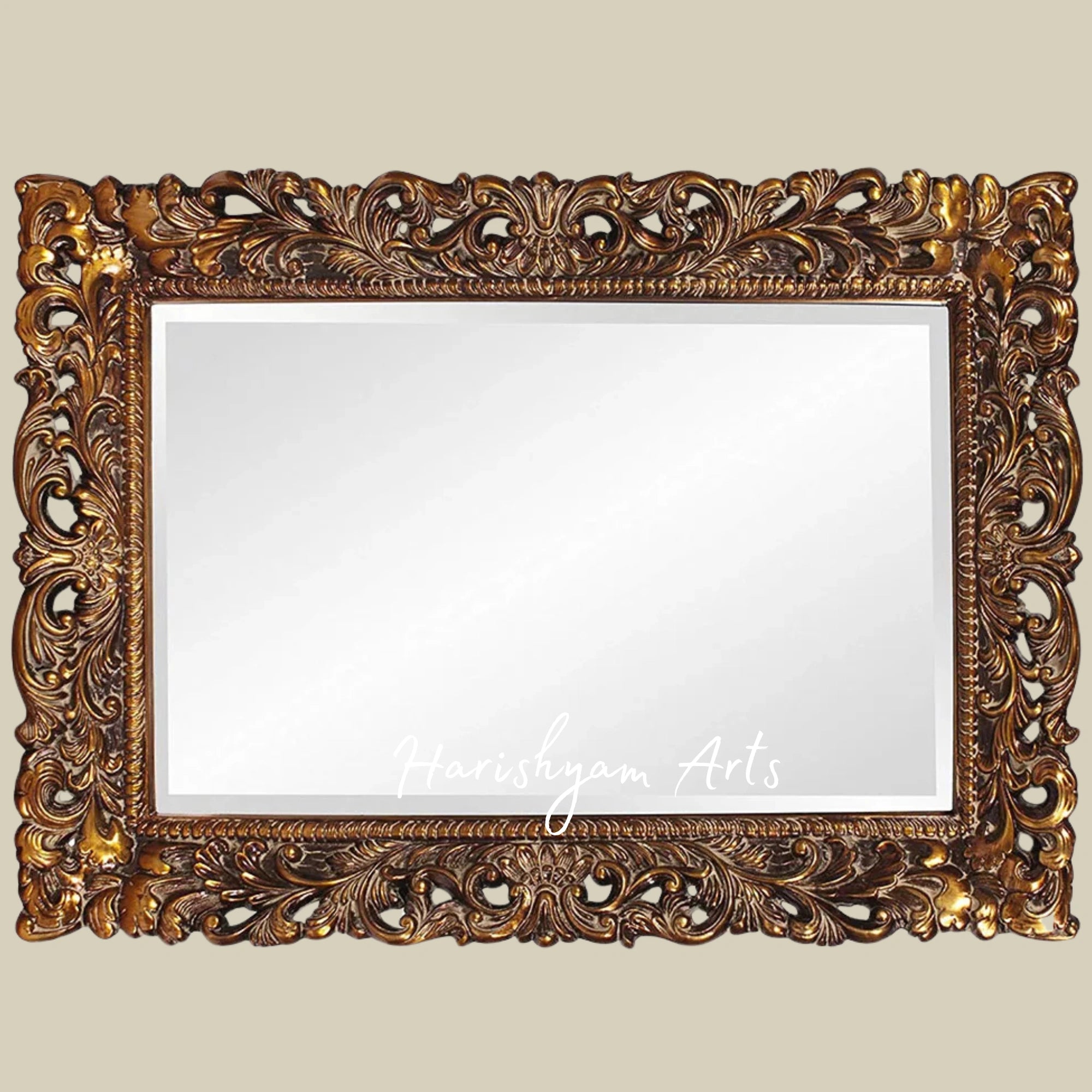 Royal Hand-Carved Wooden Mirror Frame