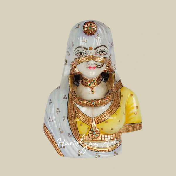Royal Rajasthani Lady Marble Handicraft for Interior Decor