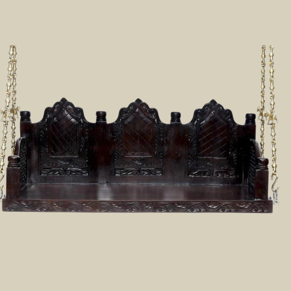 Royal Carved Elephants Jhula in Teak Wood