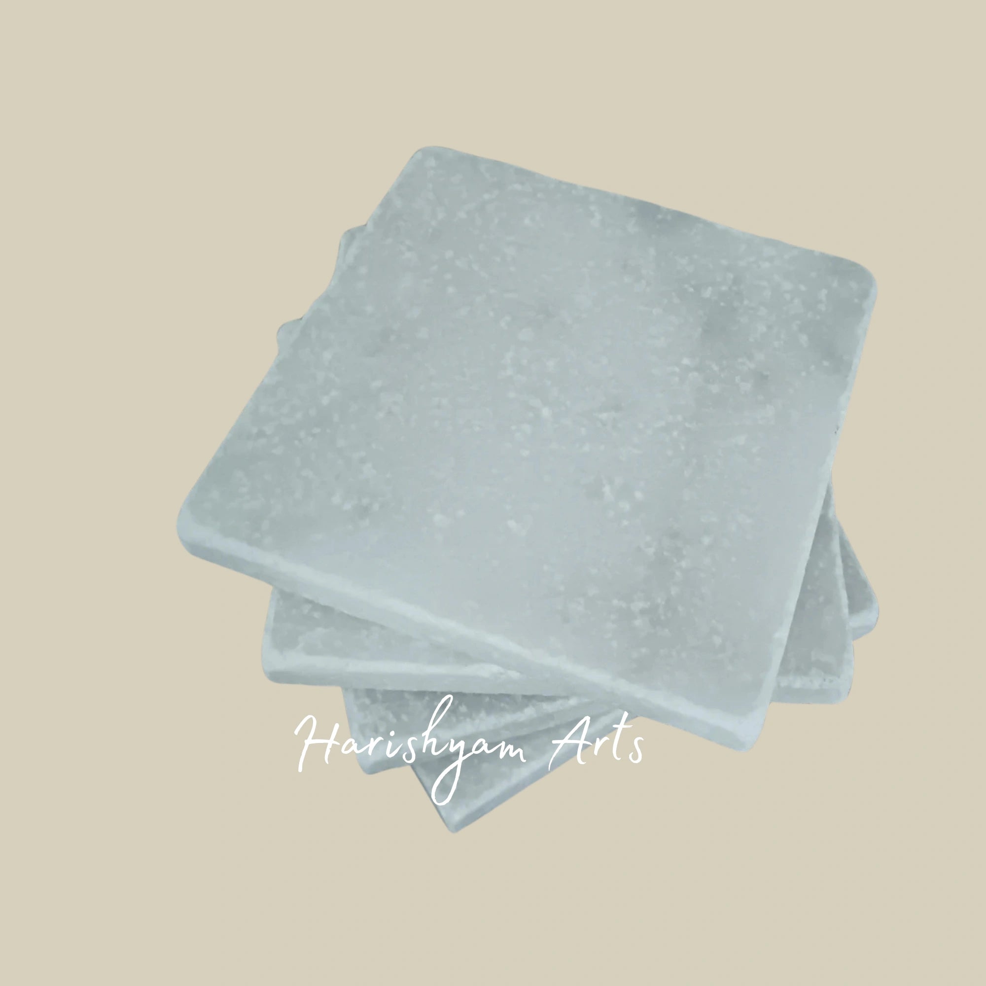 Rustic Marble Stone Coasters Set of 6 Pale Matt Natural Chunky Heavy Tumbled White Grey Marble Tile Coasters