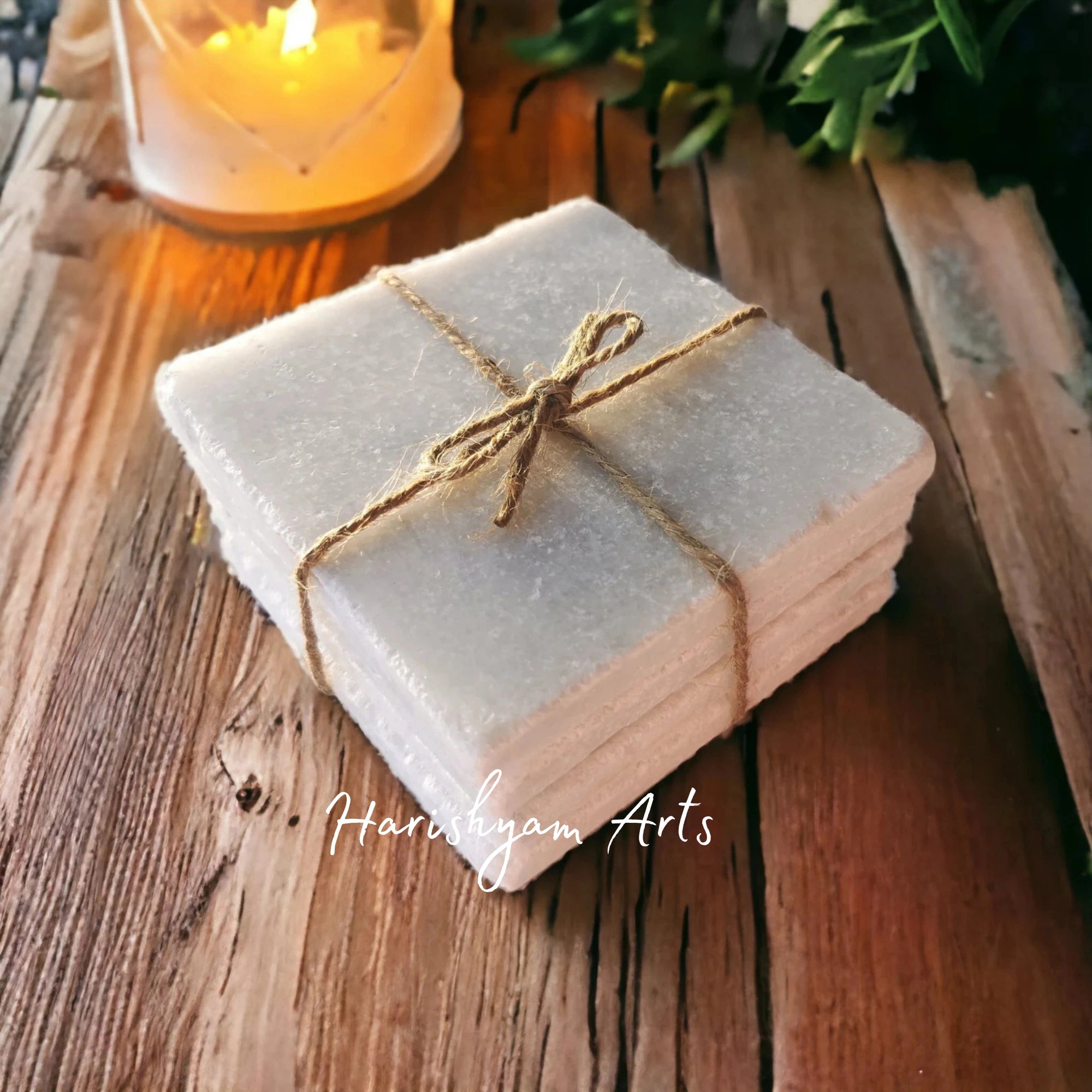 Rustic Marble Stone Coasters Set of 6 Pale Matt Natural Chunky Heavy Tumbled White Grey Marble Tile Coasters