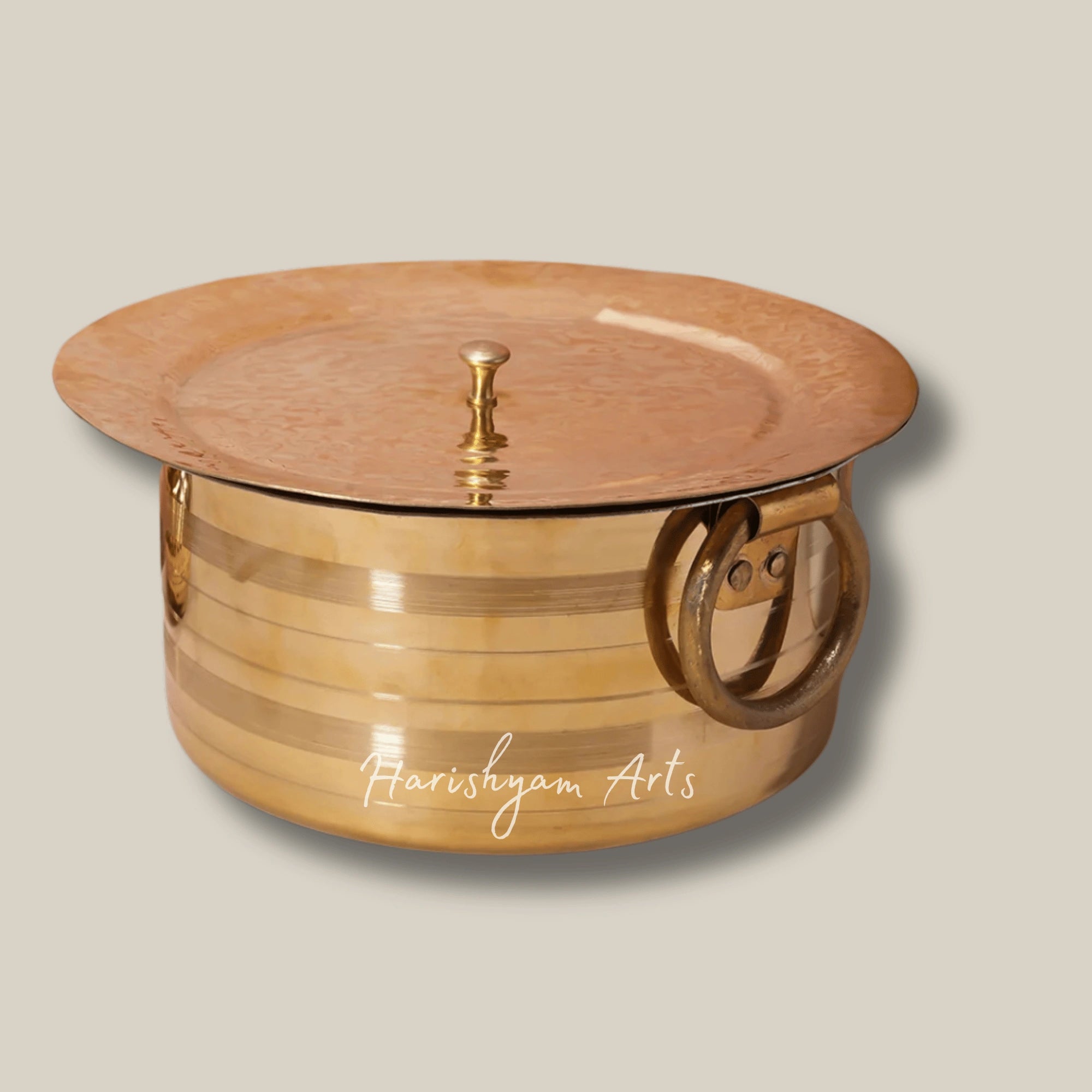 Set of Three Brass Patila Pots for Milk and Cooking in 1L 3L and 5L Sizes