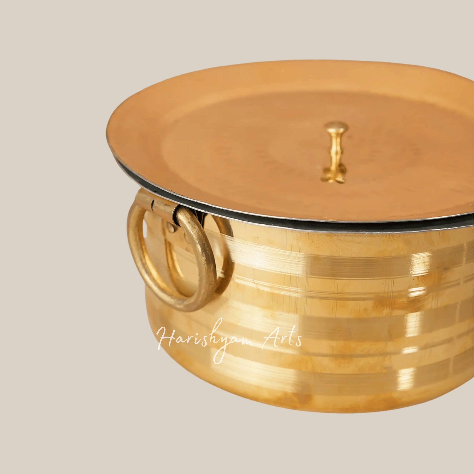 Set of Three Brass Patila Pots for Milk and Cooking in 1L 3L and 5L Sizes
