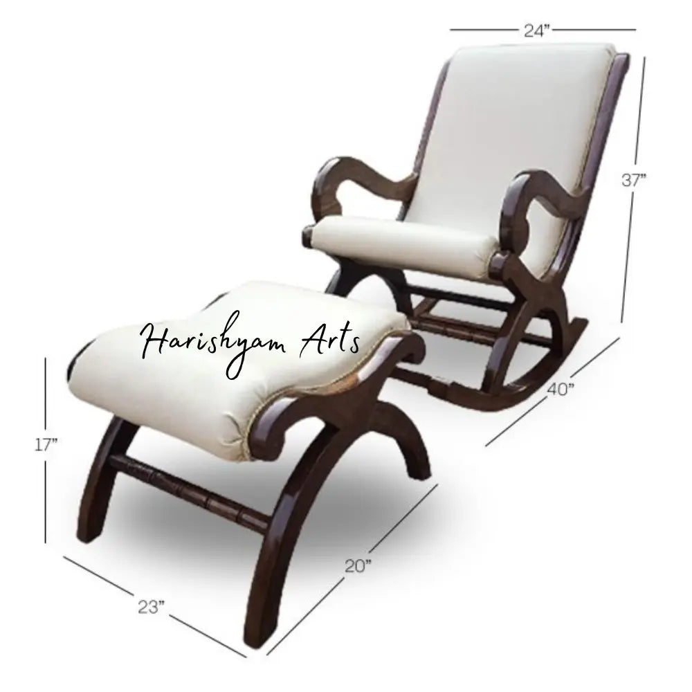 Sheesham Wooden Rocking Chair With Stool