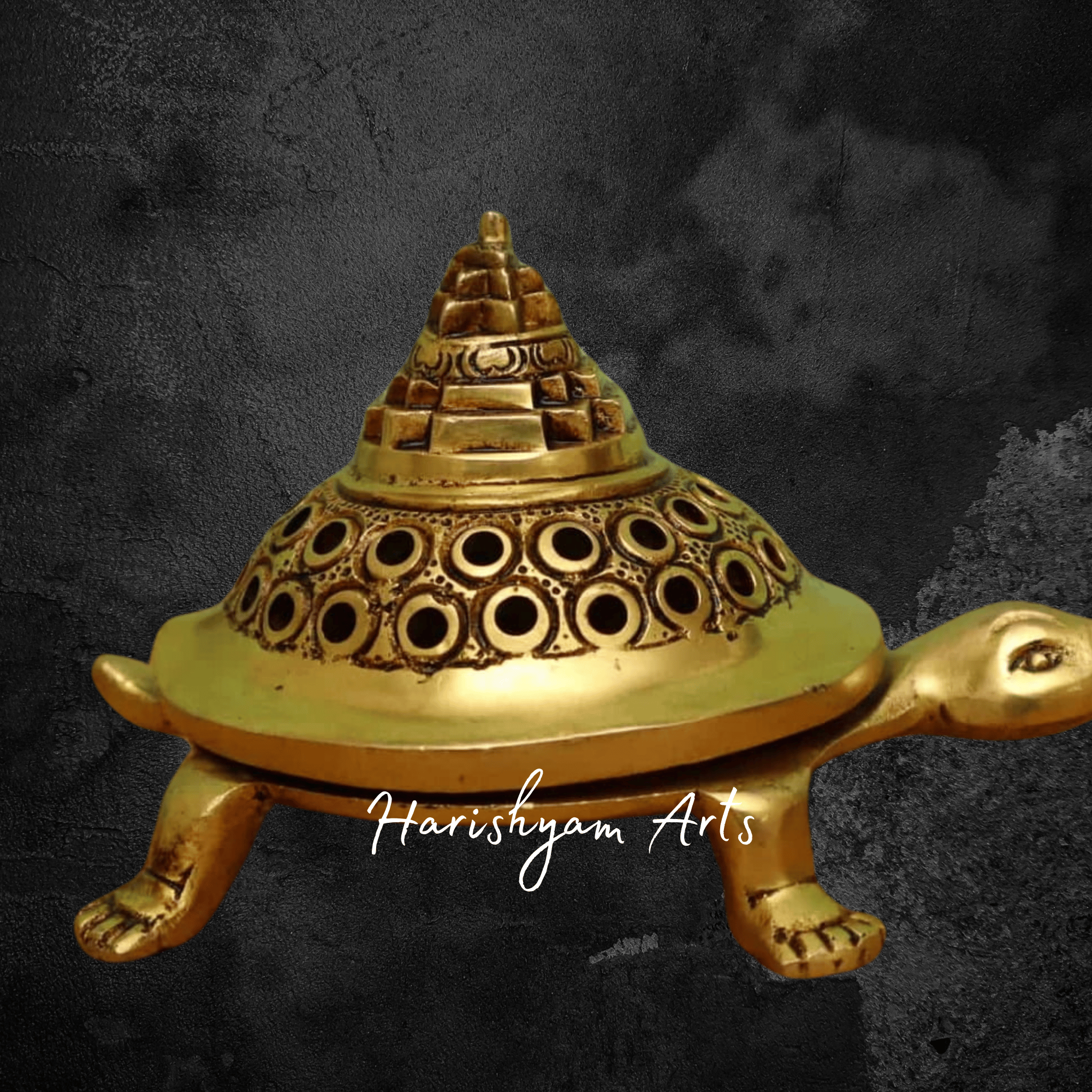 Shree Yantra Tortoise Brass Dhoop Dani for Auspicious Rituals
