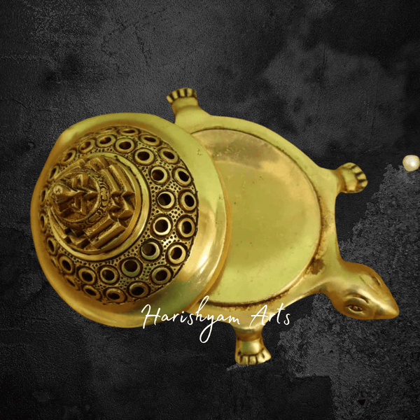 Shree Yantra Tortoise Brass Dhoop Dani for Auspicious Rituals